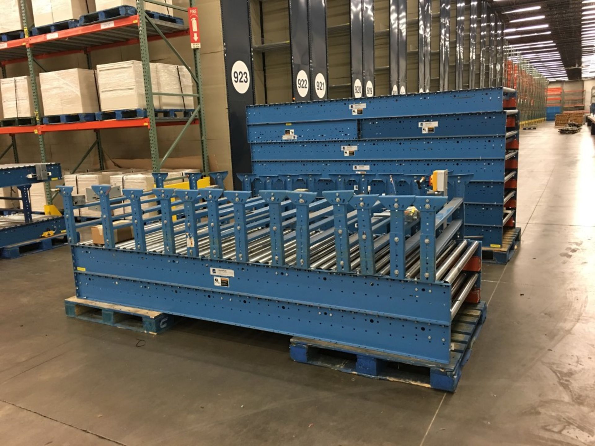 2002 XENOROL 90 FT LONG X 42" WIDE, LINE-SHAFT-DRIVEN LIVE POWERED CONVEYOR CLICK TO WATCH VIDEO