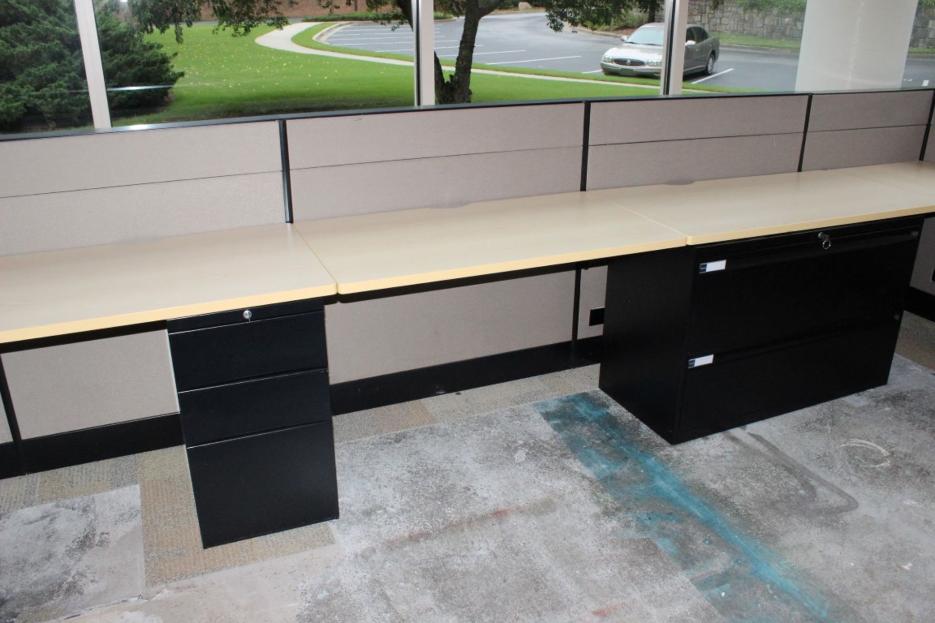 HIGH END EXECUTIVE CUBICLES WITH KEYS AND BLACK FILING CABINET, - Image 11 of 13