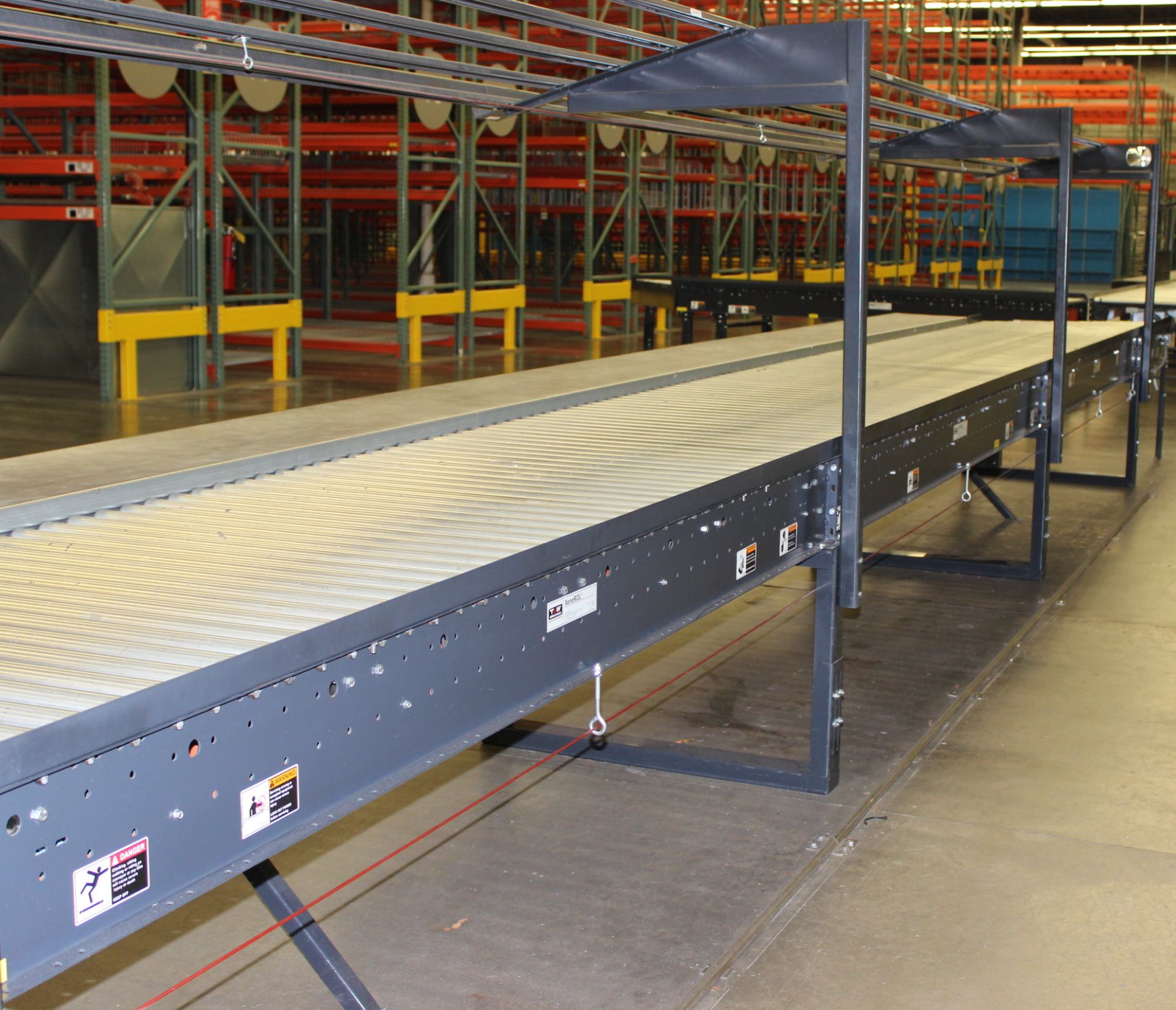 2008 XENOROL XR48 35 FT LONG X 42" WIDE, LINE-SHAFT-DRIVEN LIVE ROLLER CONVEYOR, CLICKTO WATCH VIDEO