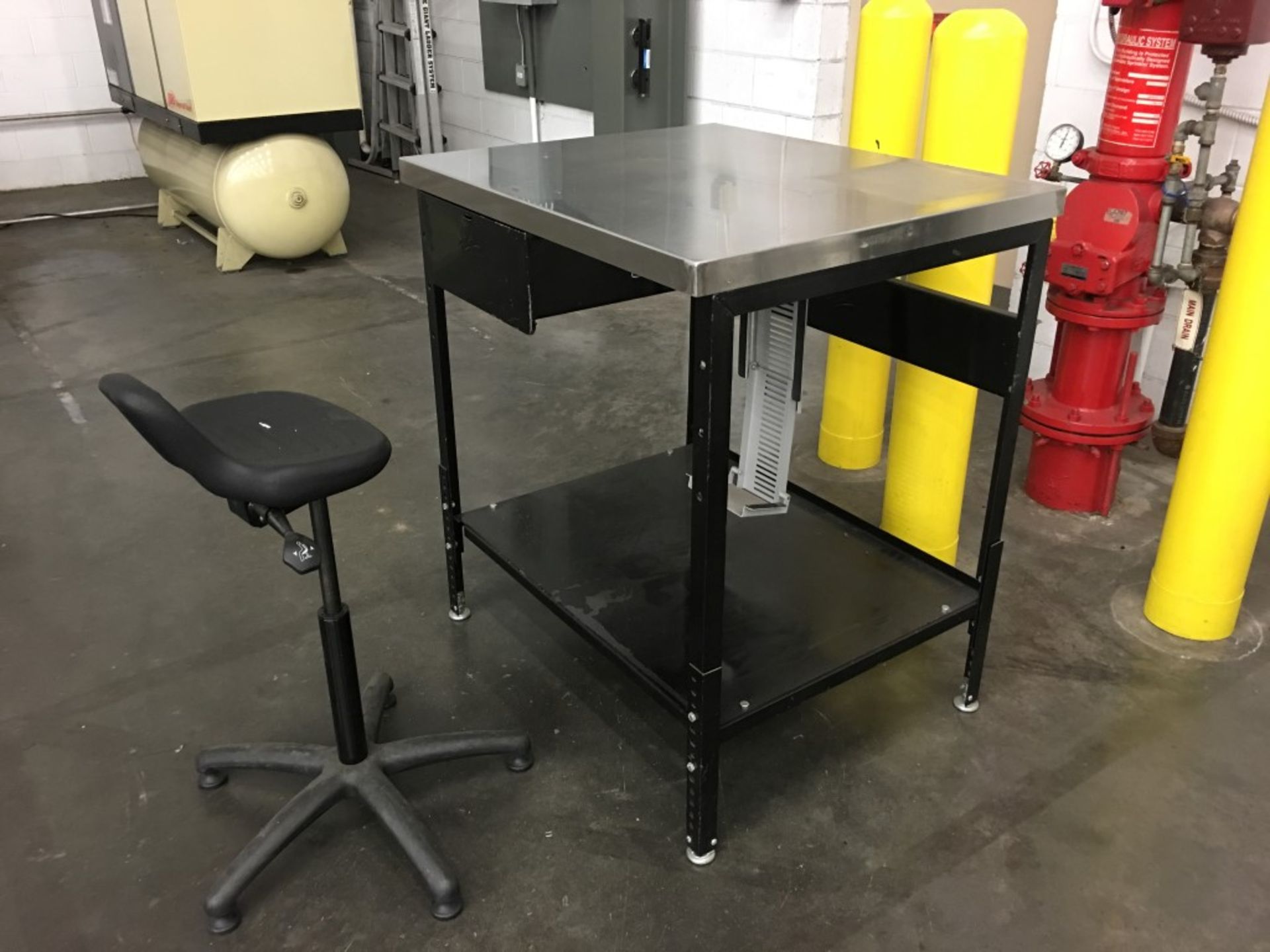 STAINLESS STEEL WORK TABLE WITH CHAIR - Image 3 of 3