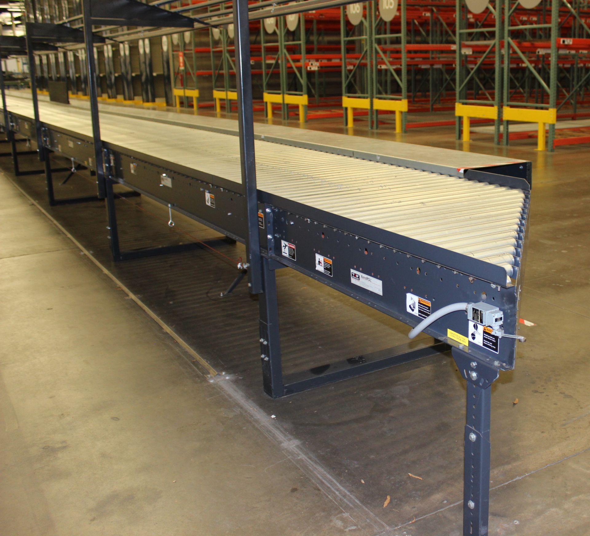 2008 XENOROL XR48 35 FT LONG X 42" WIDE, LINE-SHAFT-DRIVEN LIVE ROLLER CONVEYOR, CLICKTO WATCH VIDEO - Image 5 of 5