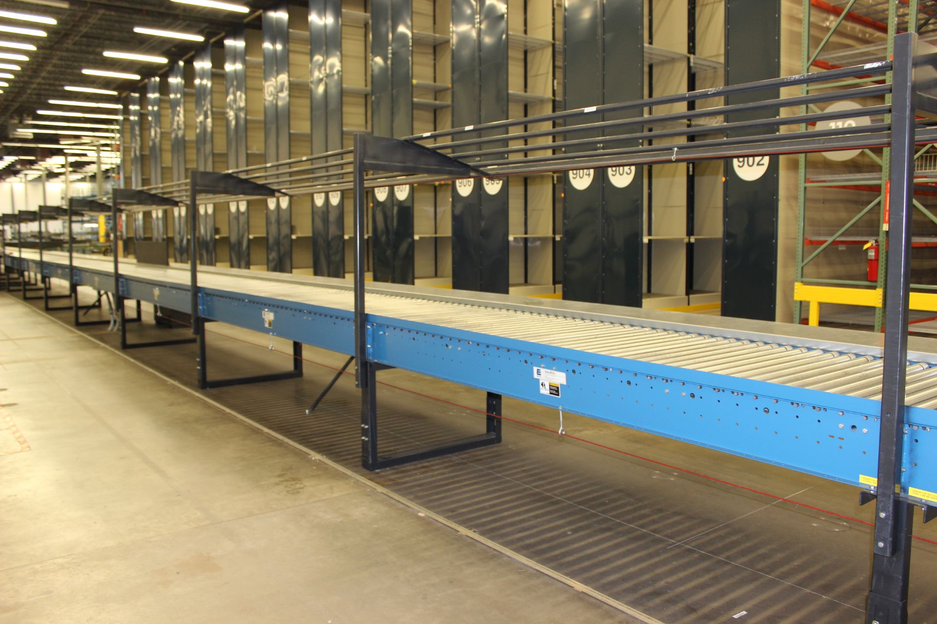 2002 XENOROL XR48 70 FT LONG X 42" WIDE, LINE-SHAFT-DRIVEN LIVE ROLLER CONVEYOR CLICK TO WATCH VIDEO