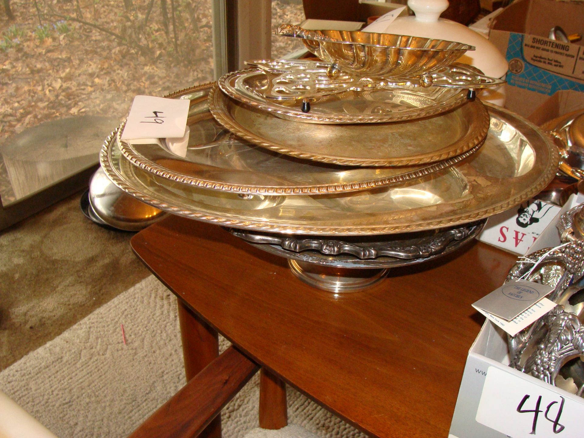 Group of Silverplate Serving Platters and Trays