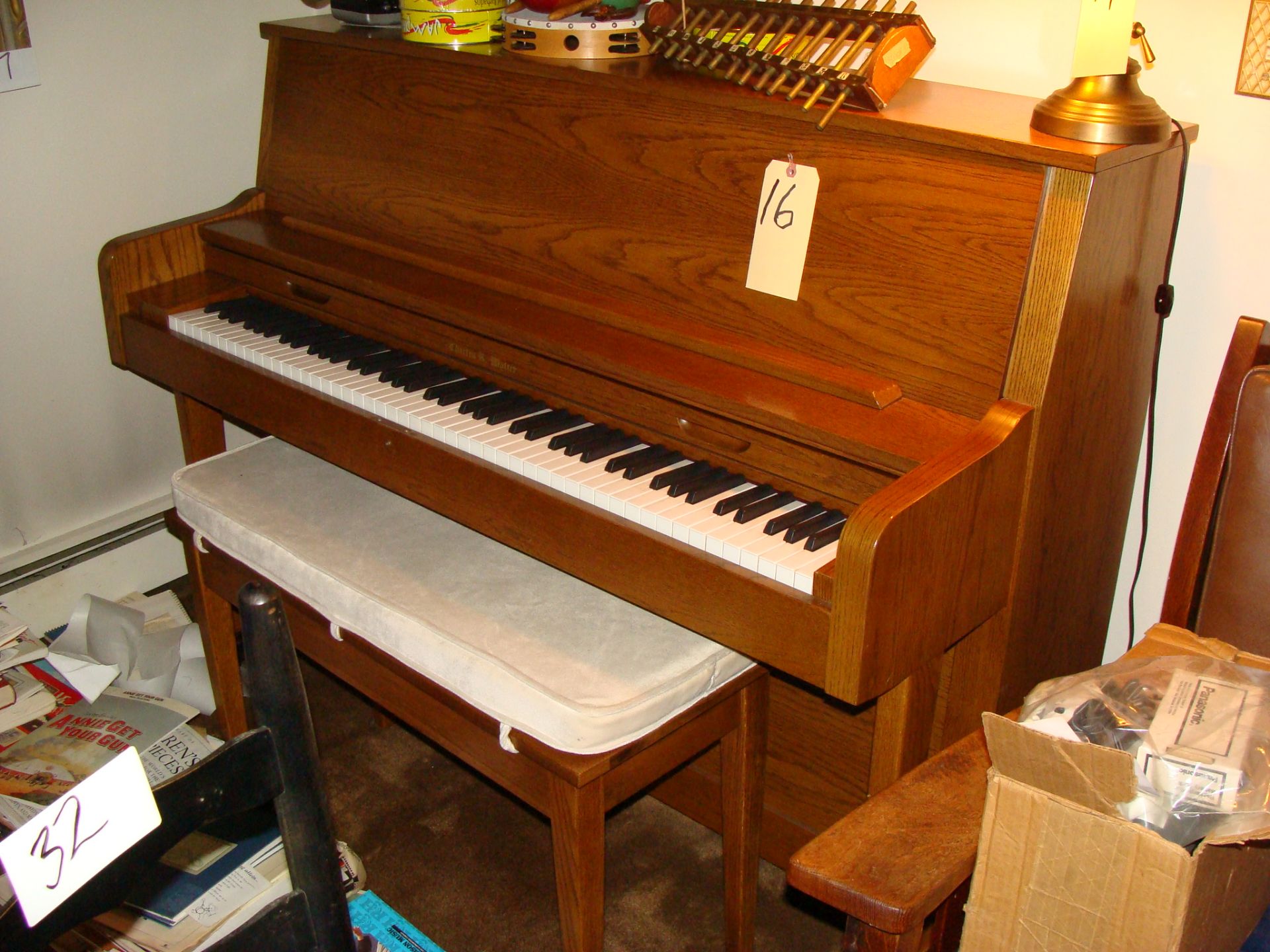 Charles R. Walter Upright Piano with Bench