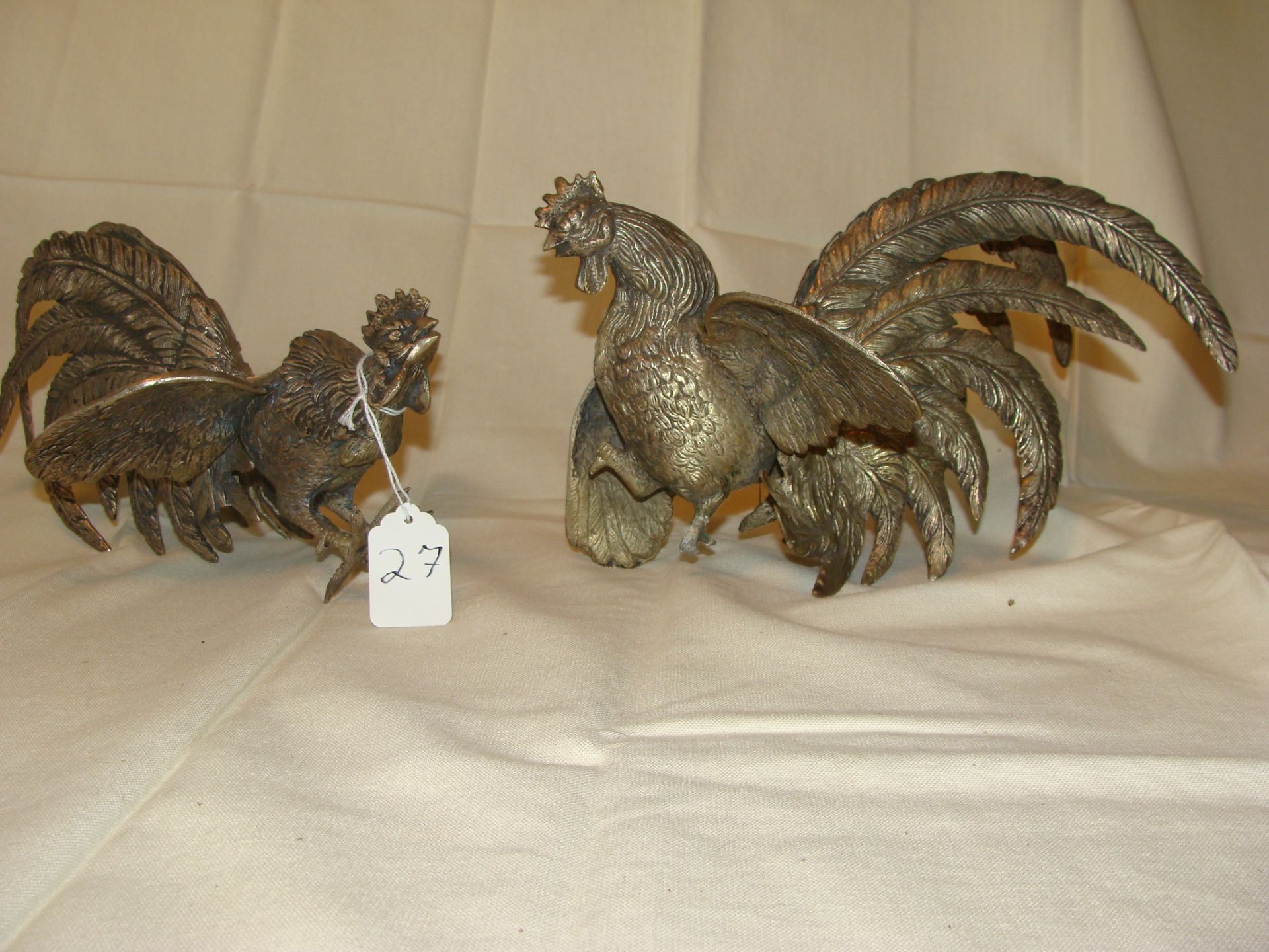 Two Brass Roosters (one missing feet)