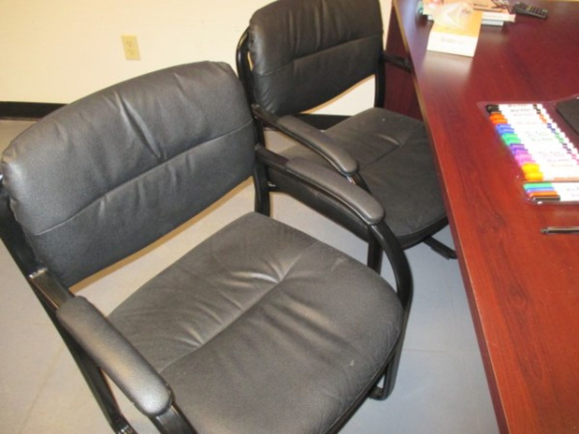 OFFICE COMPLETE W/DESK FILING CABINET, ROUND TABLE, CHAIR, MONITOR, PLANT, - Image 4 of 4