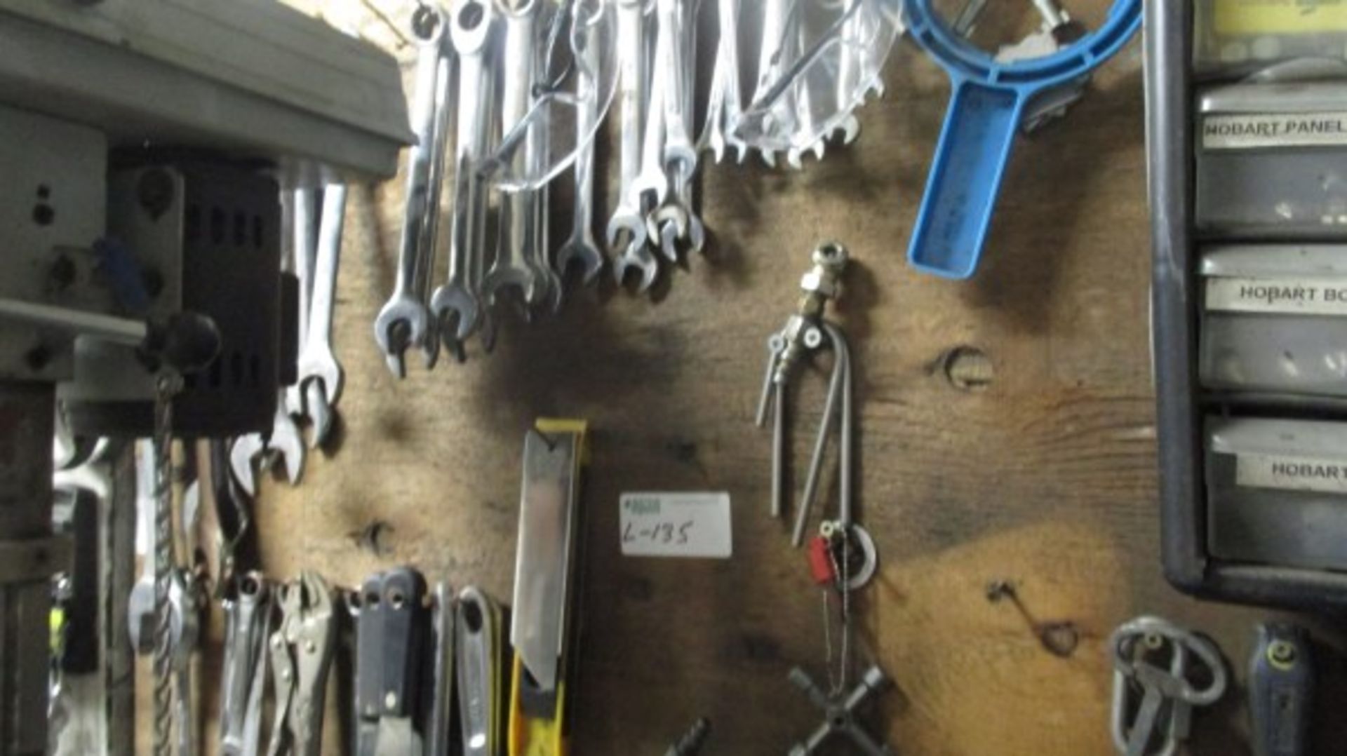 WALL HANGING LOT OF SCREWDRIVERS, WRENCHES, 2' SQUARE, VICE GRIPS ETC - Image 2 of 3