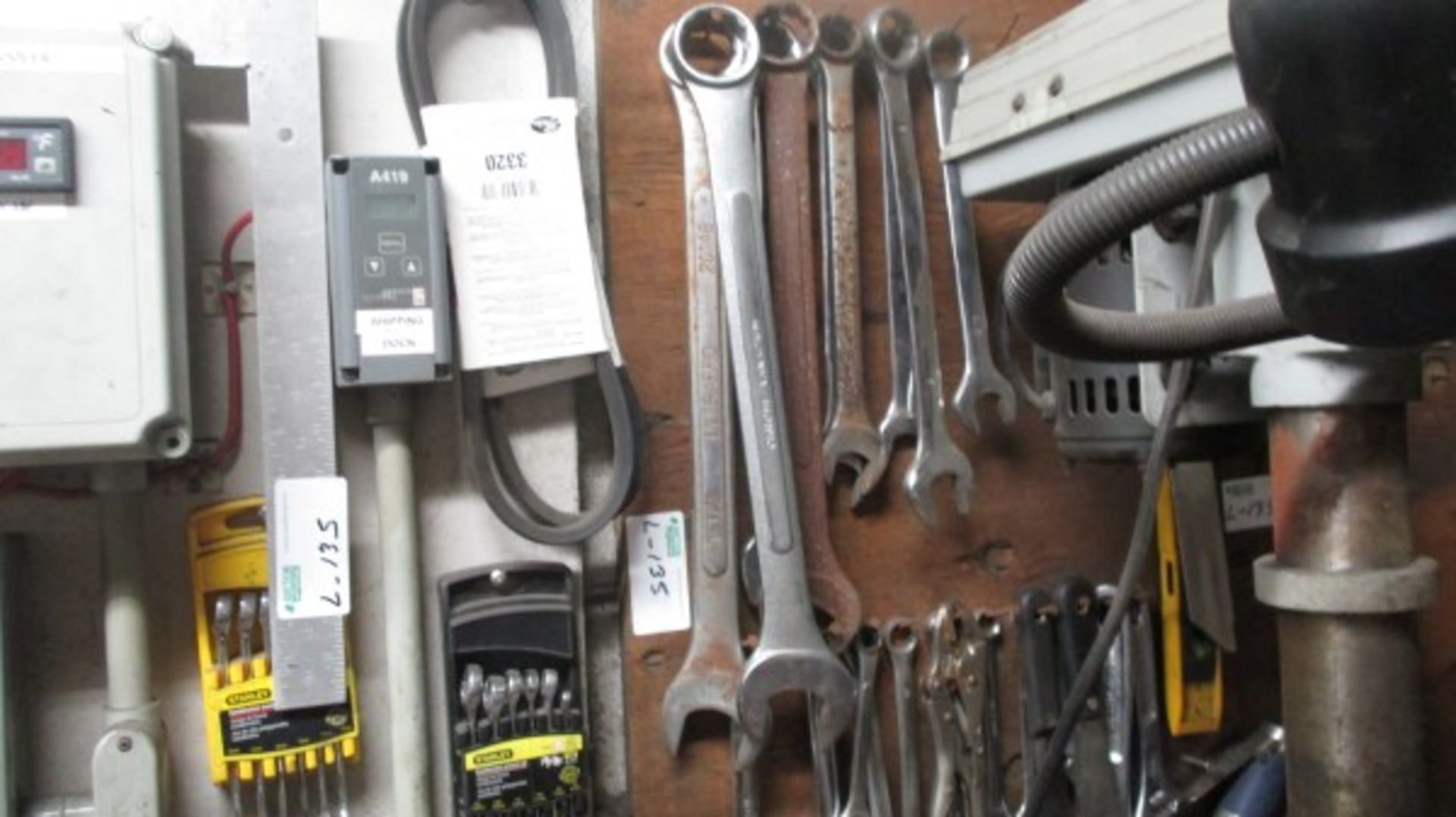 WALL HANGING LOT OF SCREWDRIVERS, WRENCHES, 2' SQUARE, VICE GRIPS ETC - Image 3 of 3