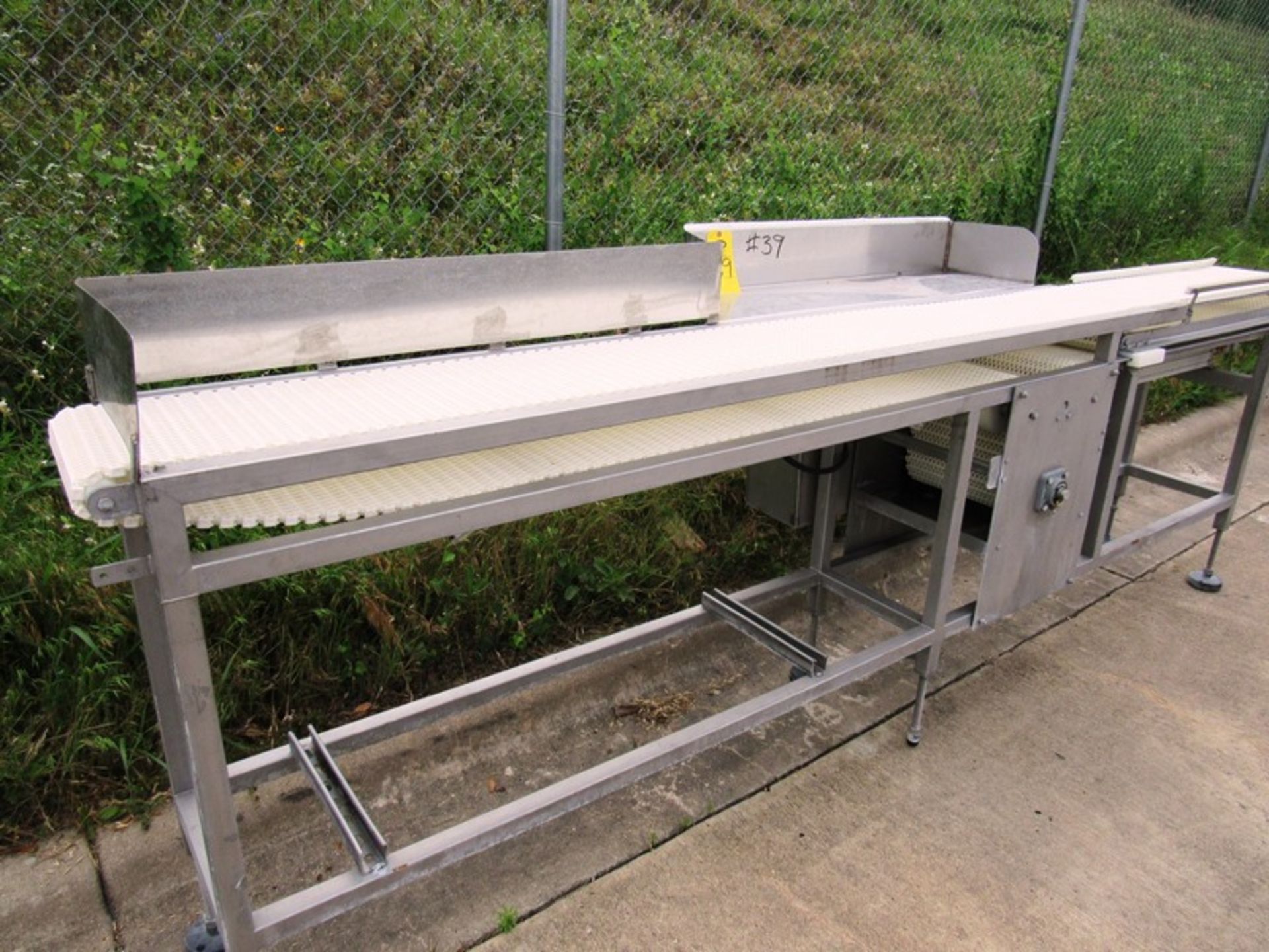 S.S. Conveyor, 12" W X 11' L plastic belt, electric drive
