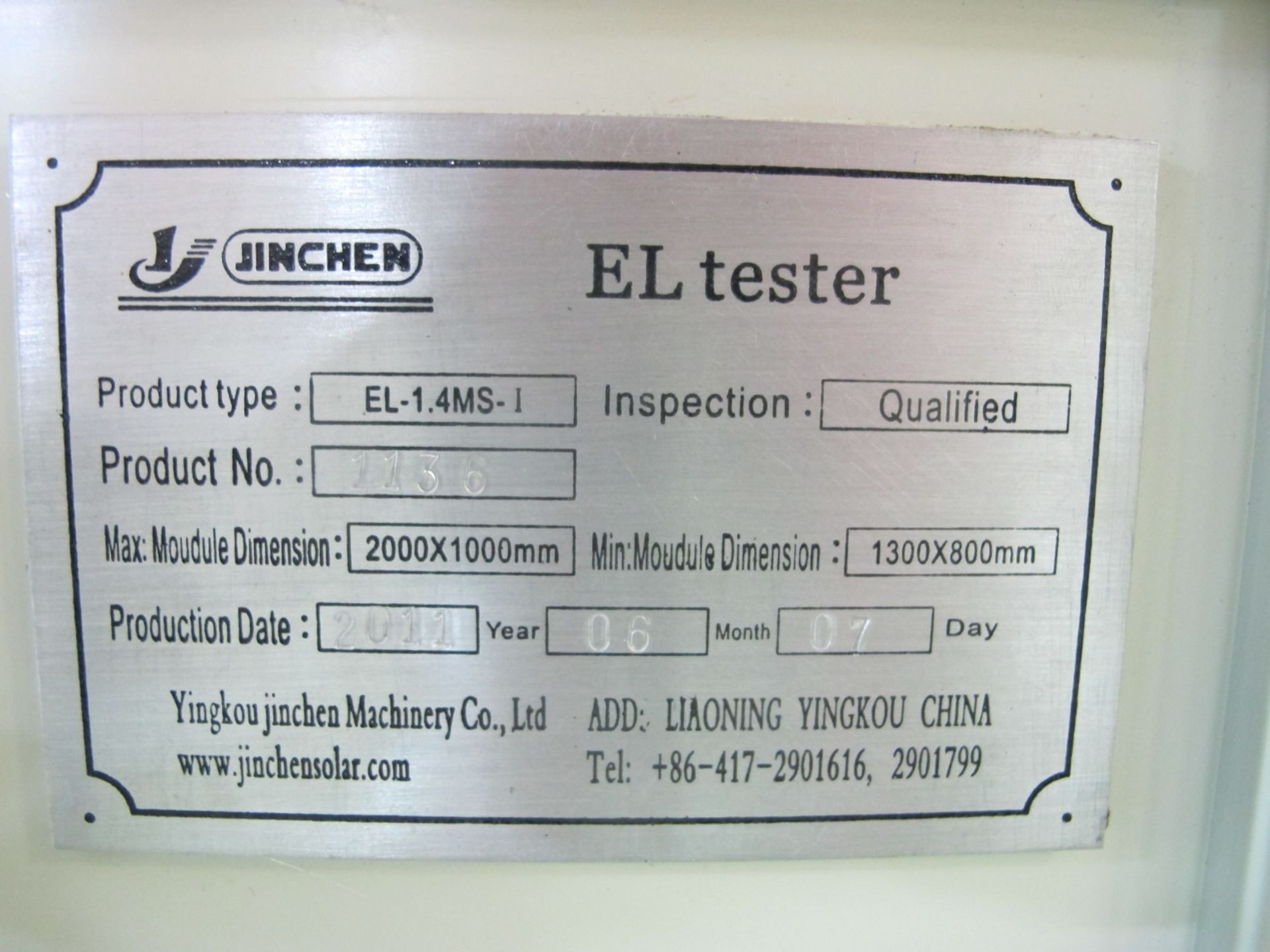 1X, JINCHEN EL-1.4MS-1 EL TESTER - Image 6 of 8