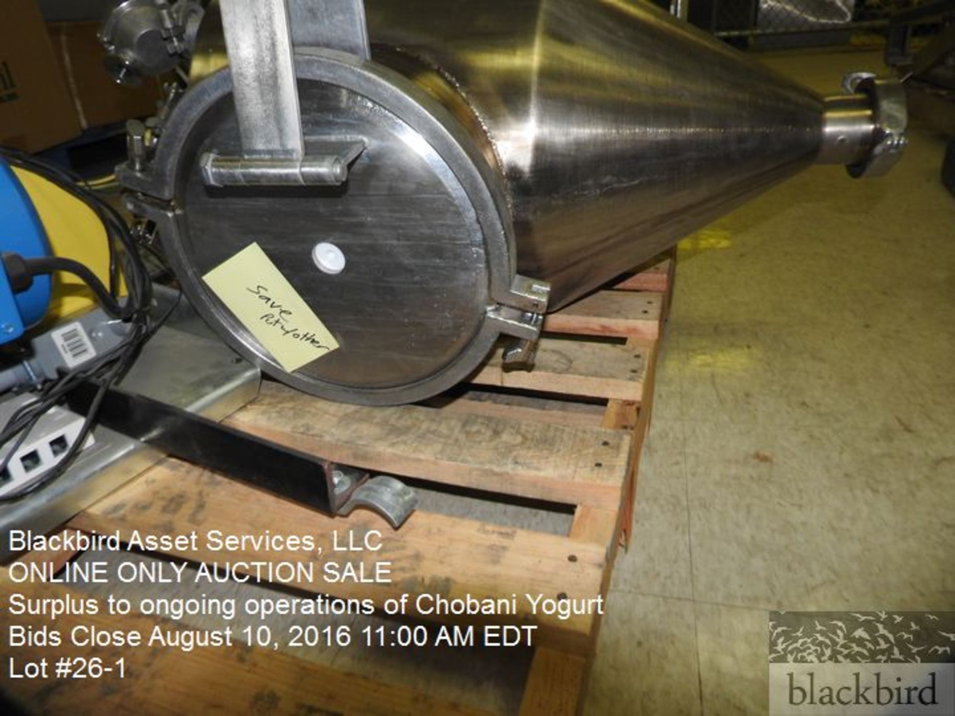 Stainless steel de-aeration tank/hopper, 18" dia. X 18" straight side, 12" conical bottom, inspect - Image 2 of 3