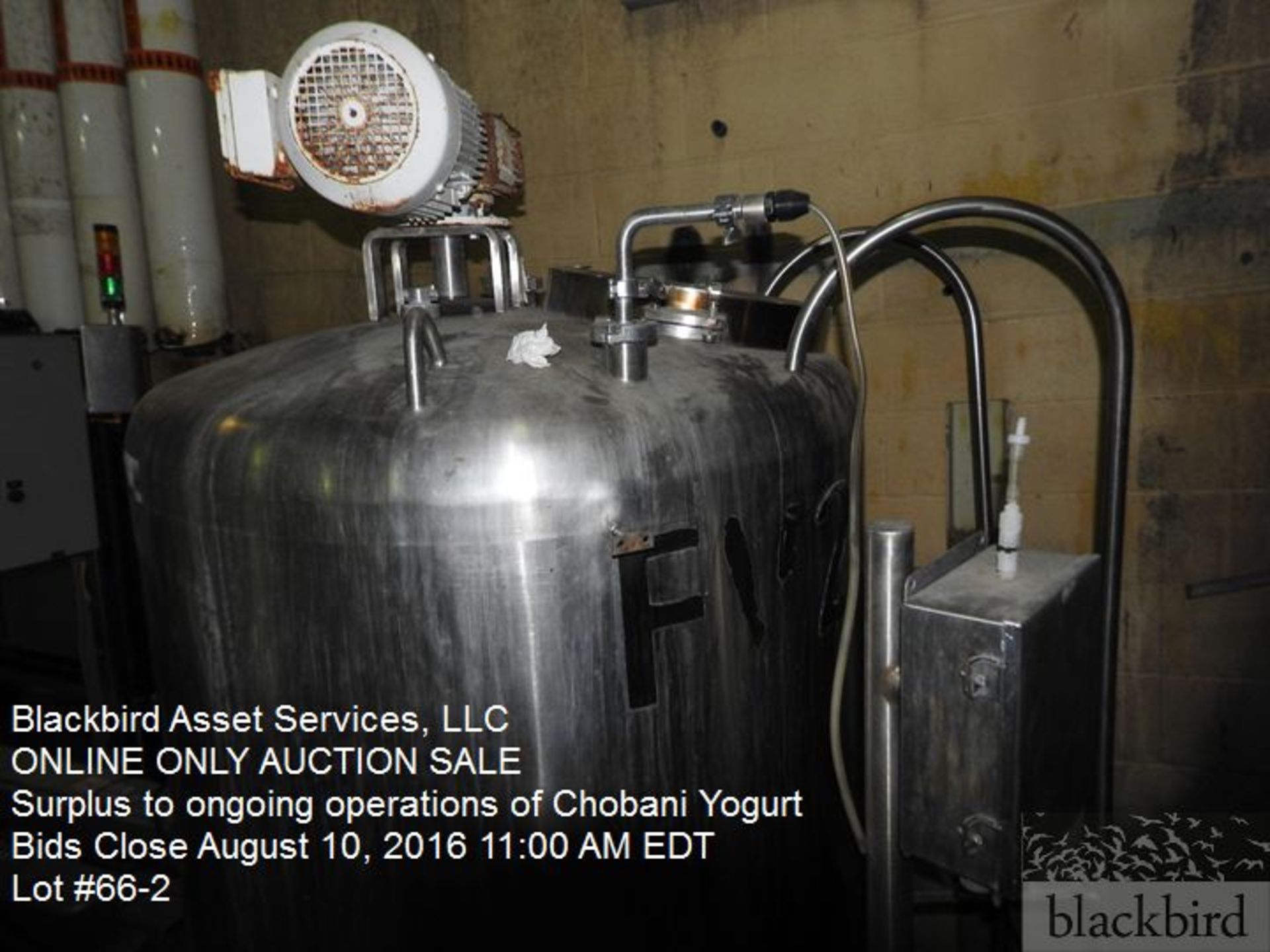 Walker dome top mix tank, 225 gallon, stainless steel, s/n 5679, 1989, top entering sweep agitator - Image 3 of 3