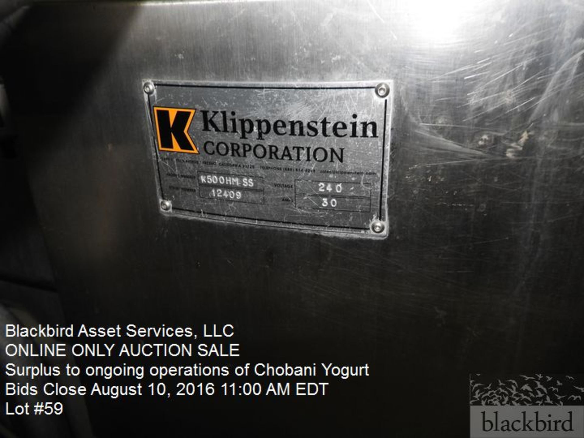 Klippenstein case sealer, model K500HMSS, s/n 12409, stainless steel frame, Nordson hot melt glue