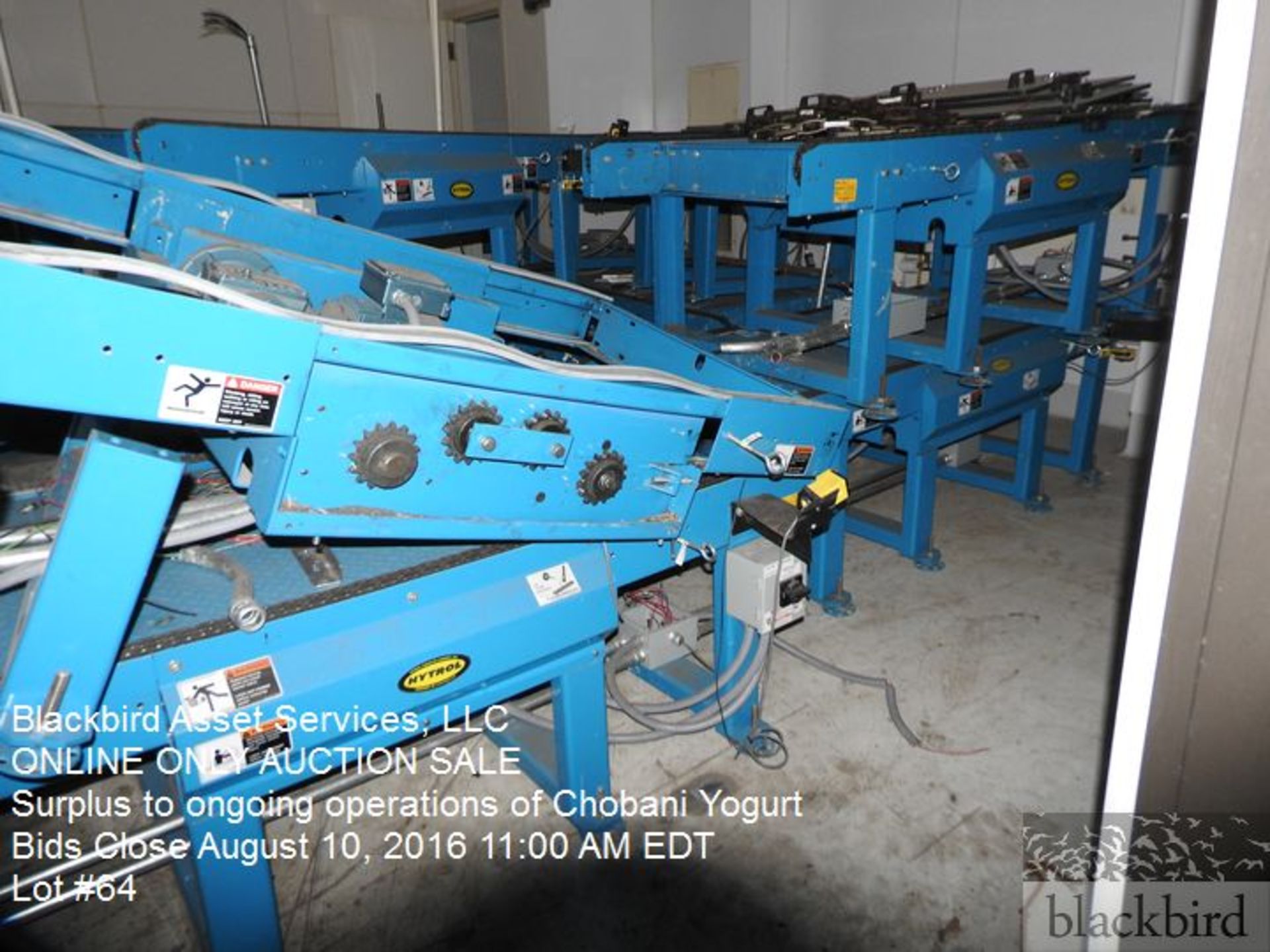 Lot Hytrol chill tunnel pallet conveyor sections, (12) sections, dual chain, some parts missing