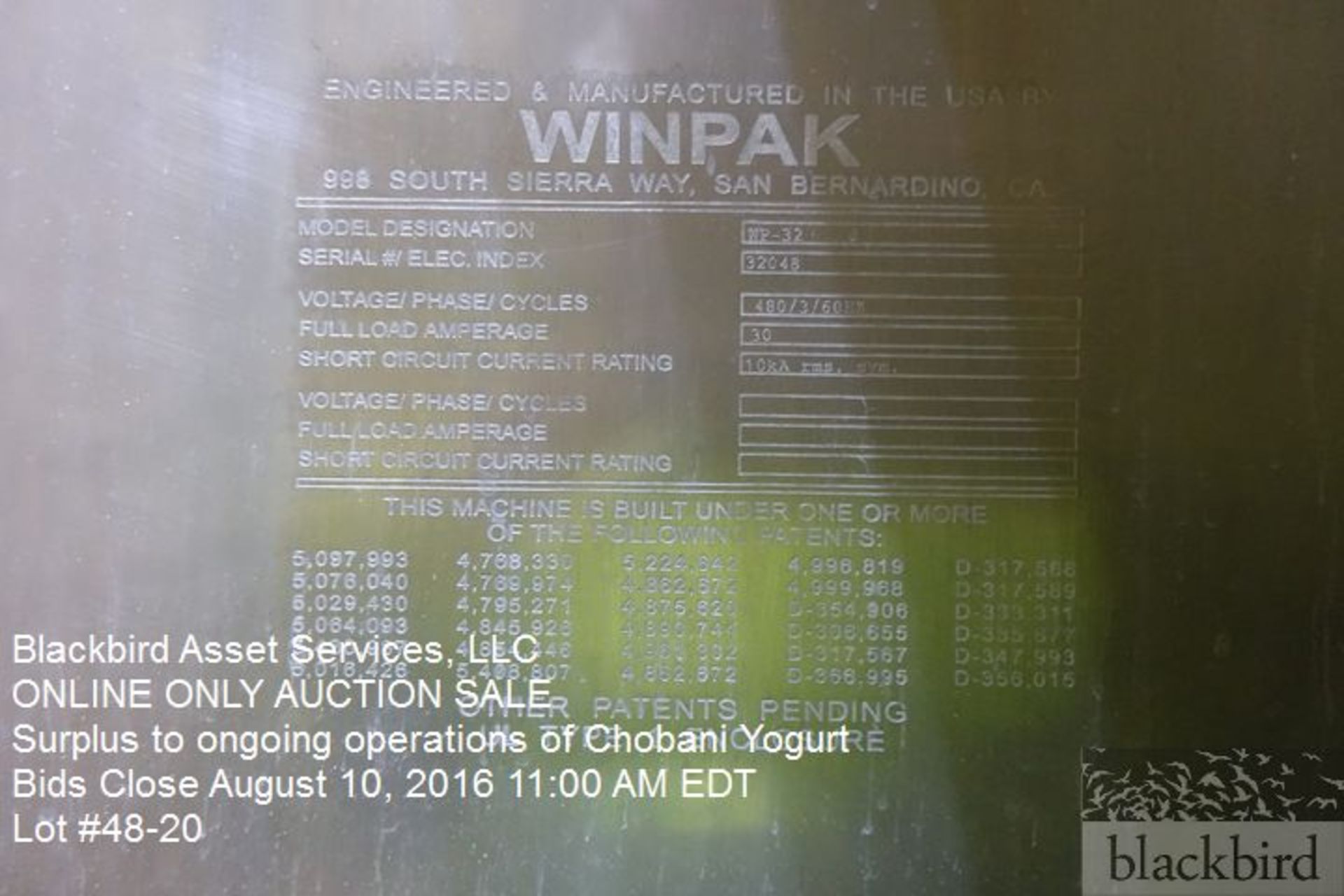 Winpak vertical form, fill & seal pouch machine, model WP-32, serial number 32048, 8 piston/8 hea - Image 14 of 19