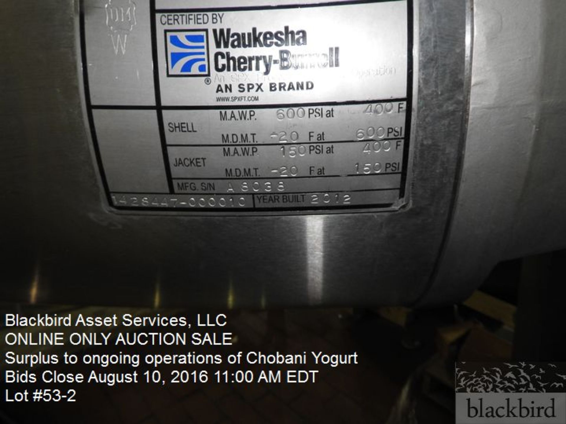 Waukesha - Cherry Burrell scrape surface heat exchanger model Votator SPX, 2 barrel system, model - Image 3 of 6