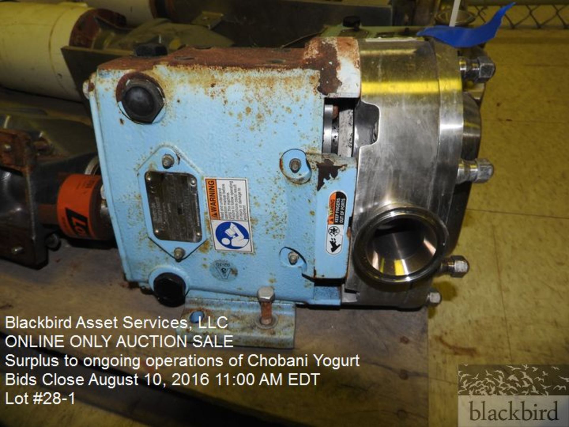 Waukesha positive displacement pump, stainless steel base (2), direct motor drive 5 HP, model 030, - Image 2 of 3