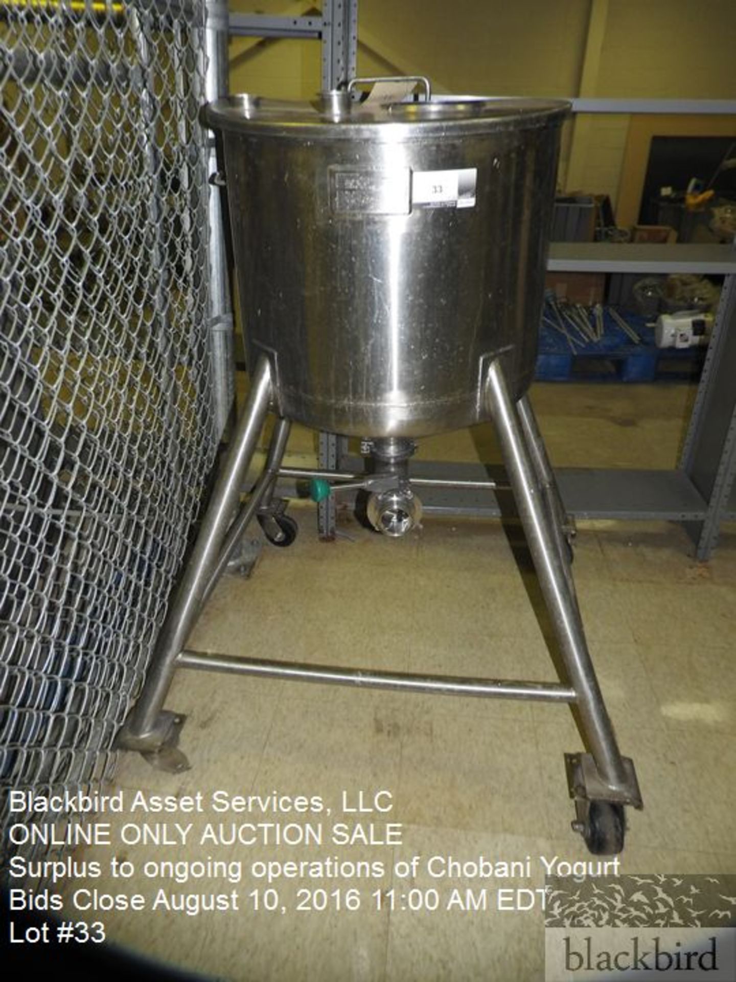 Integrated Process balance tank, stainless steel 40 gallon, "honey tank", s/n 326721601, 2010, non