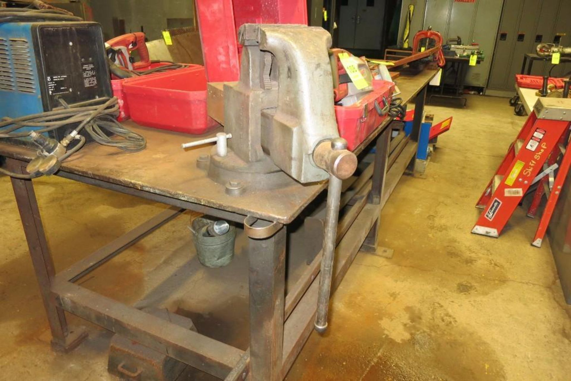 Welding table, 10' x 4' x 3' with pipe & jaw vises - Image 2 of 2