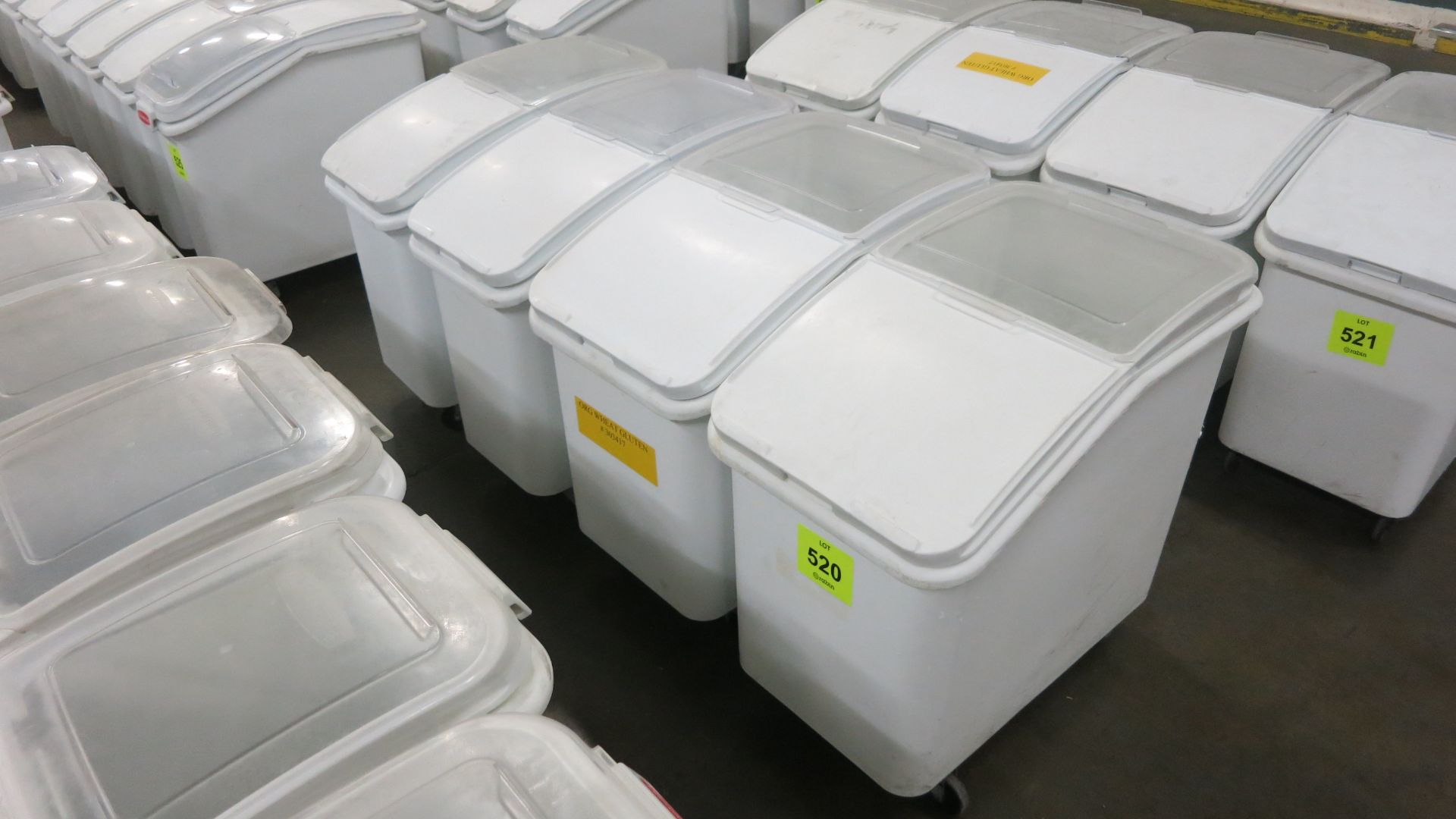 [Lot] (4) Rubbermaid ingredient mobile bins, with covers, approx 30 gallons