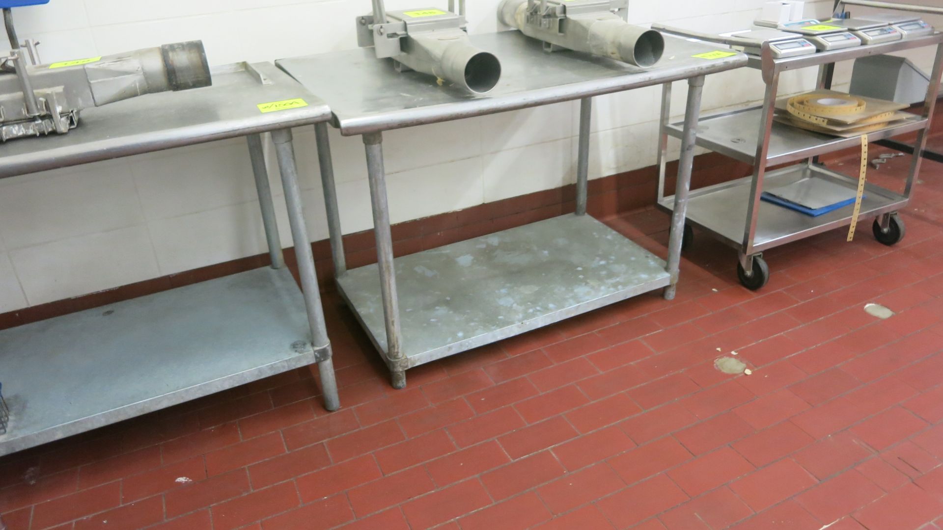 [Lot} Stainless tables & cart, (1) 33" x 20" 3-tier cart, (1) 6' x 3' x 3' stainless top table, - Image 2 of 2