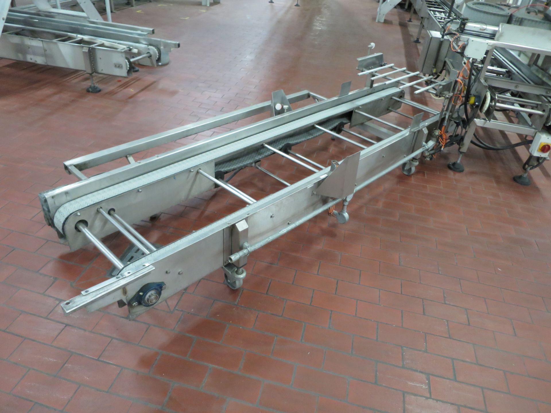 Tray stacker infeed conveyor, 24' long, 24" wide, with removable mobile section, approximately 10' - Image 2 of 2