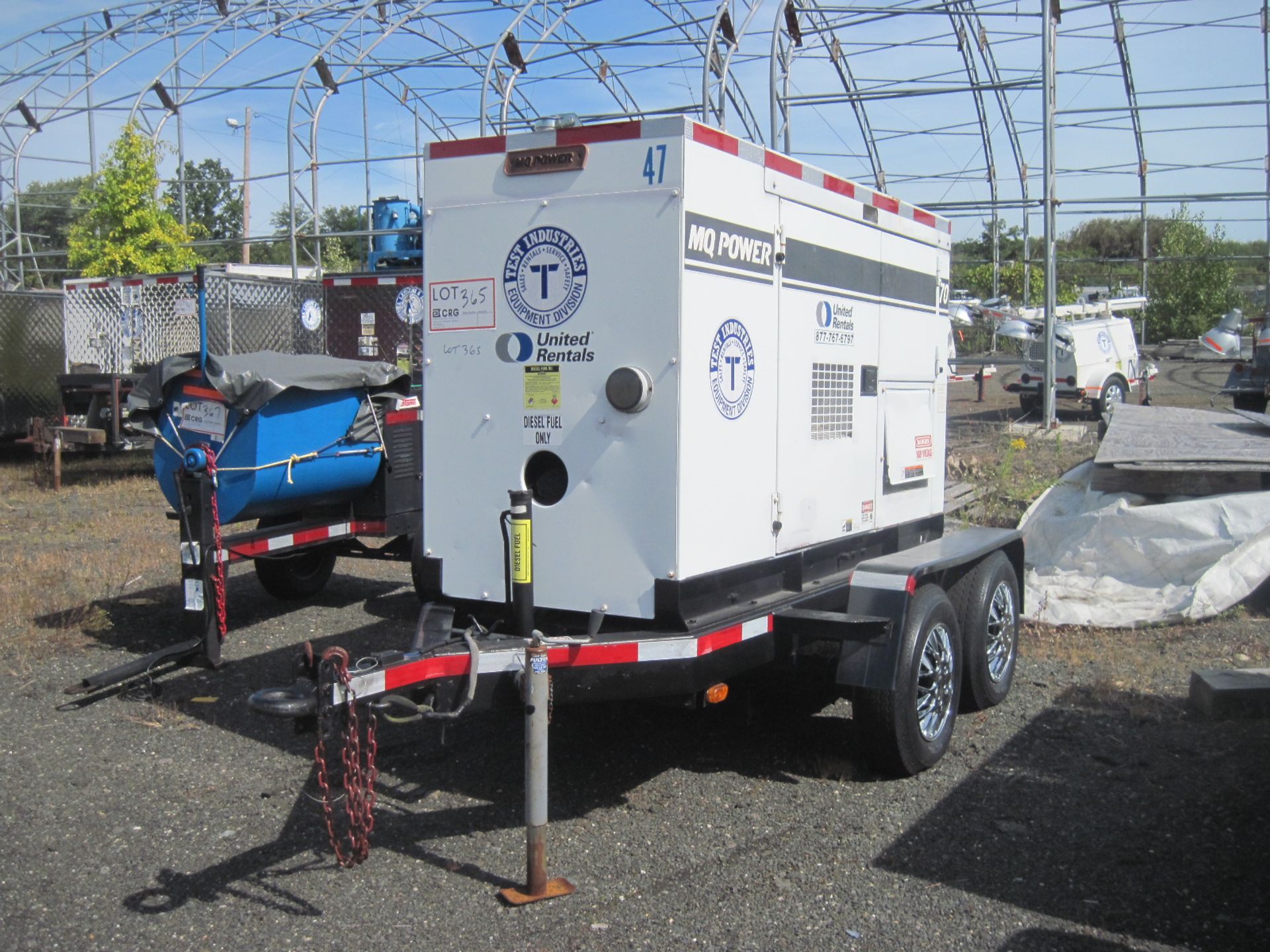 MultiQuip Generator, Model DCA-70SSJU, trailer mounted, Denyo AC generator, Model DB-0831J, S/N