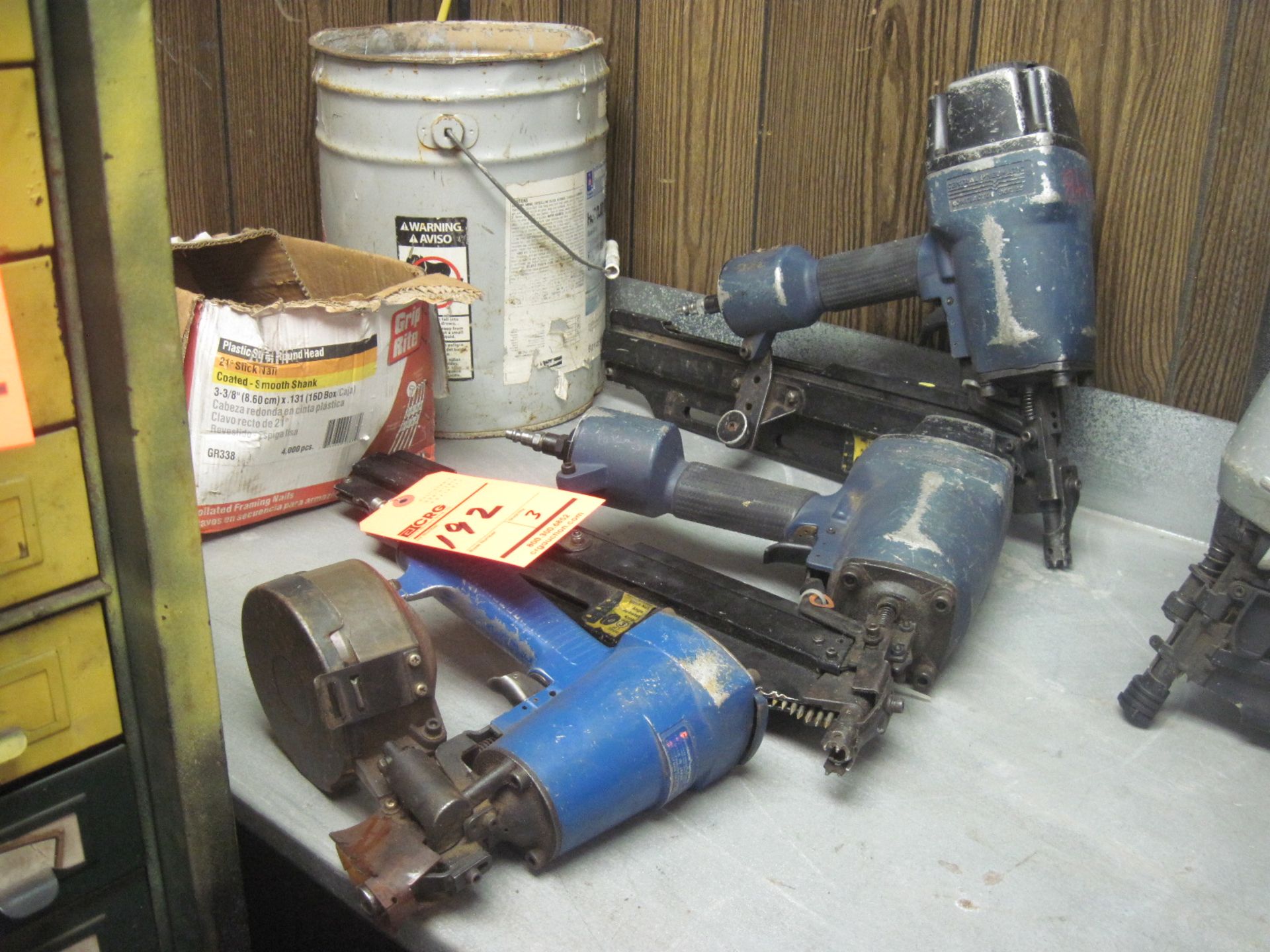 Lot of (3) assorted pneumatic nailers