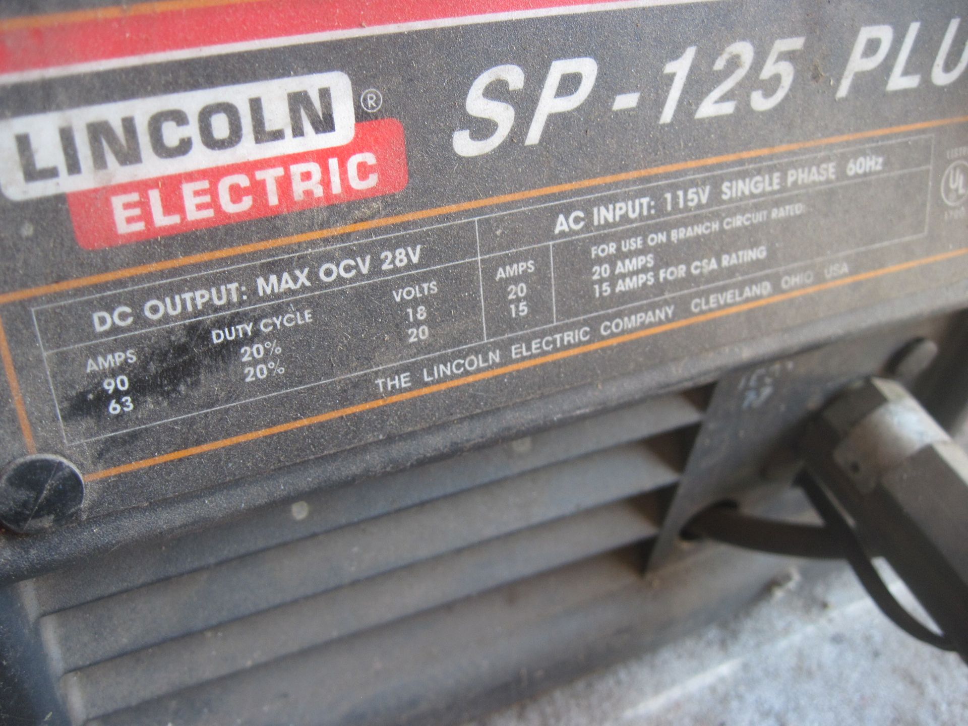 Lincoln SP-125 Plus AC/DC portable welder, 28 max ocu., 20 amp, 1 PH - Bild 2 aus 2