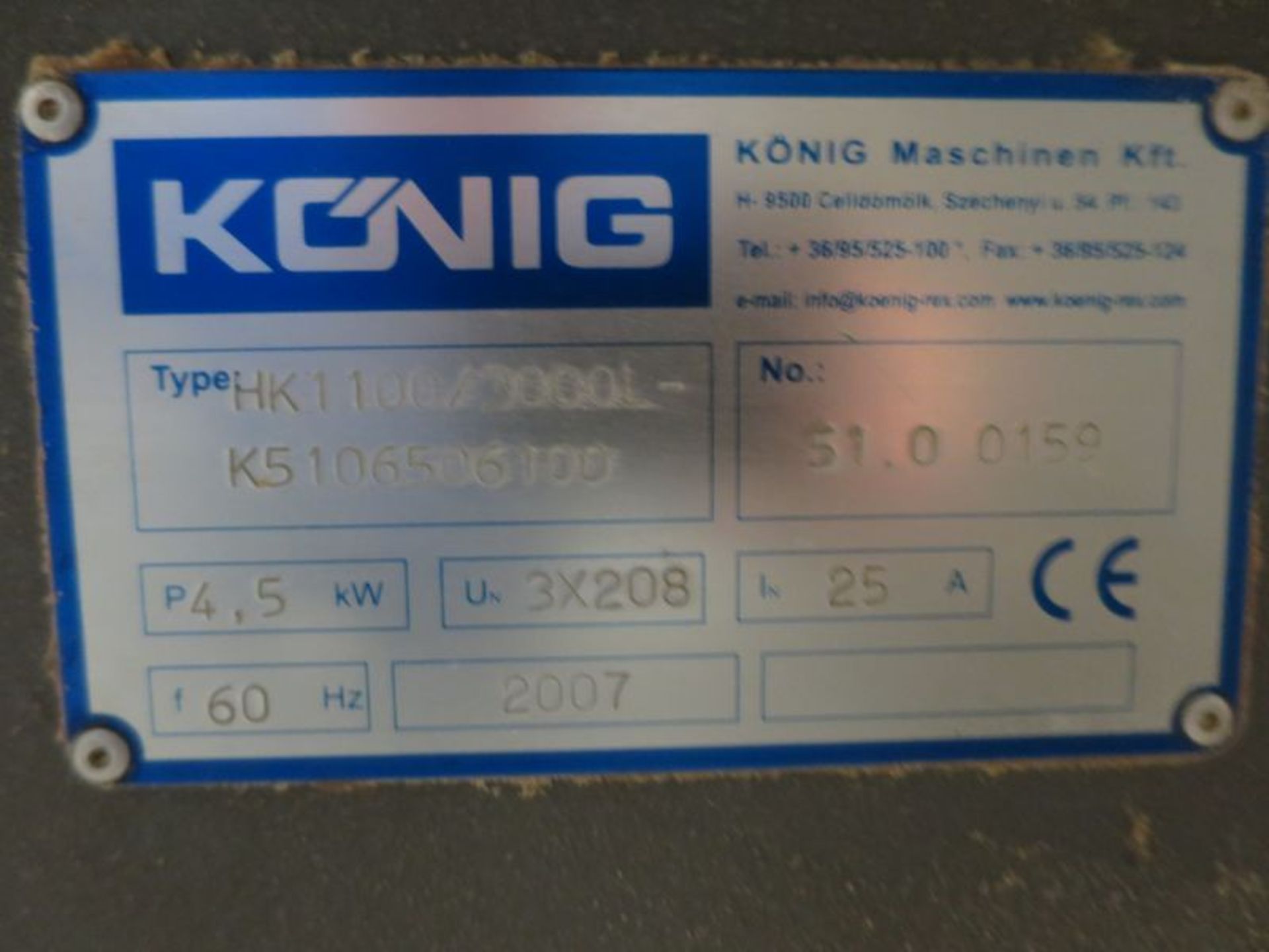 Konig bowl lift, model HK1100/3000L, Sn: 51 0. 0159, mfg 2007, 2,160 LB max. lift capacity, 12' - Image 2 of 2