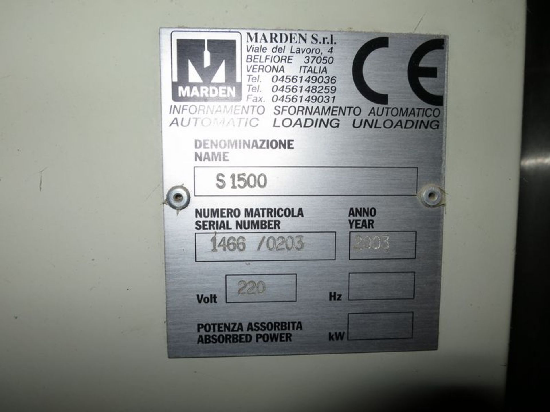 Lot of (2) Marden automatic oven loader/unloaders, model 1500, installed in 2003 and includes 138' - Image 6 of 6