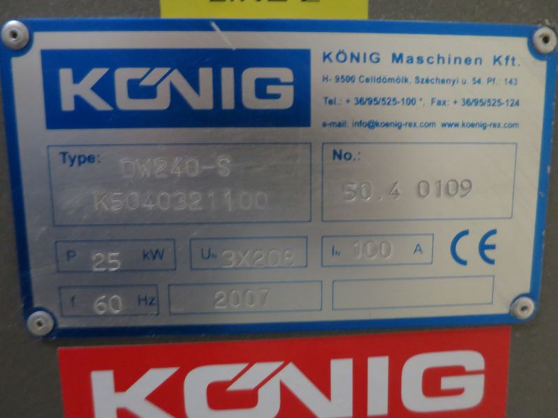 Konig spiral mixer, model DW-240, s/n 50.4 0111, mfg 2007, touch pad control, wall mounted motor - Image 3 of 3