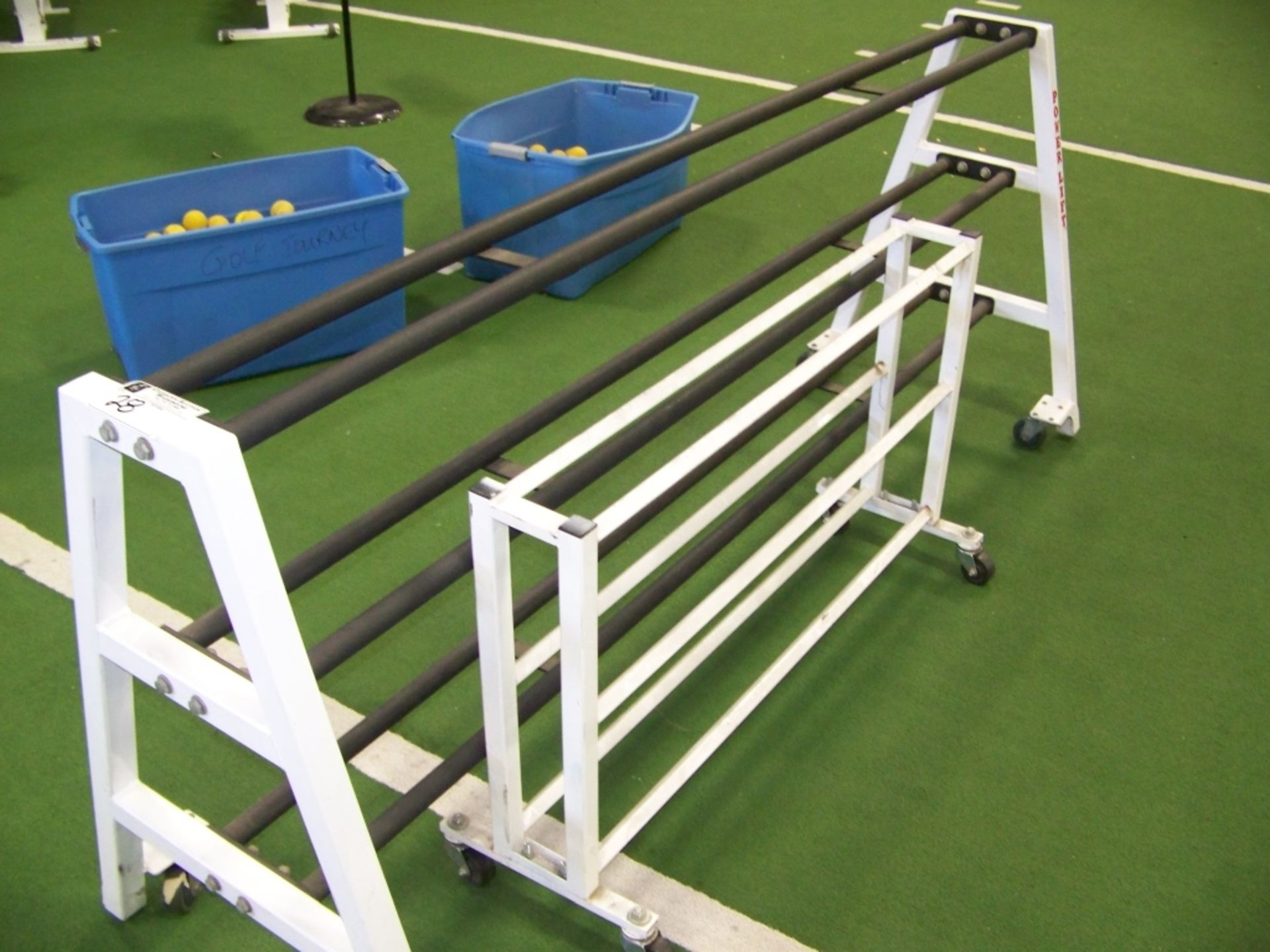 POWERLIFT MEDICINE BALL RACKS LOT OF 2