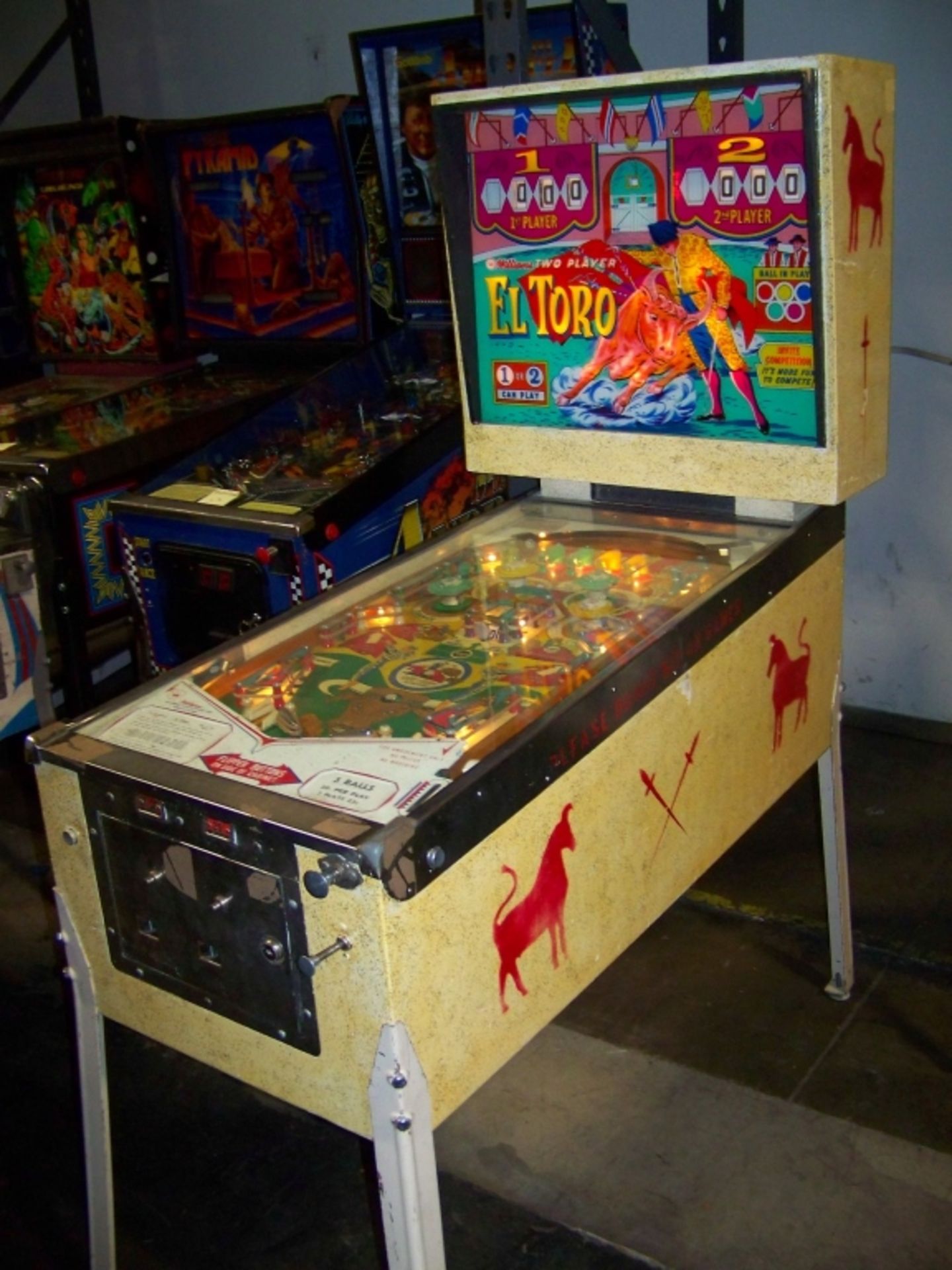 EL TORO PINBALL MACHINE WILLIAMS 1963 Item is in used condition. Evidence of wear and commercial