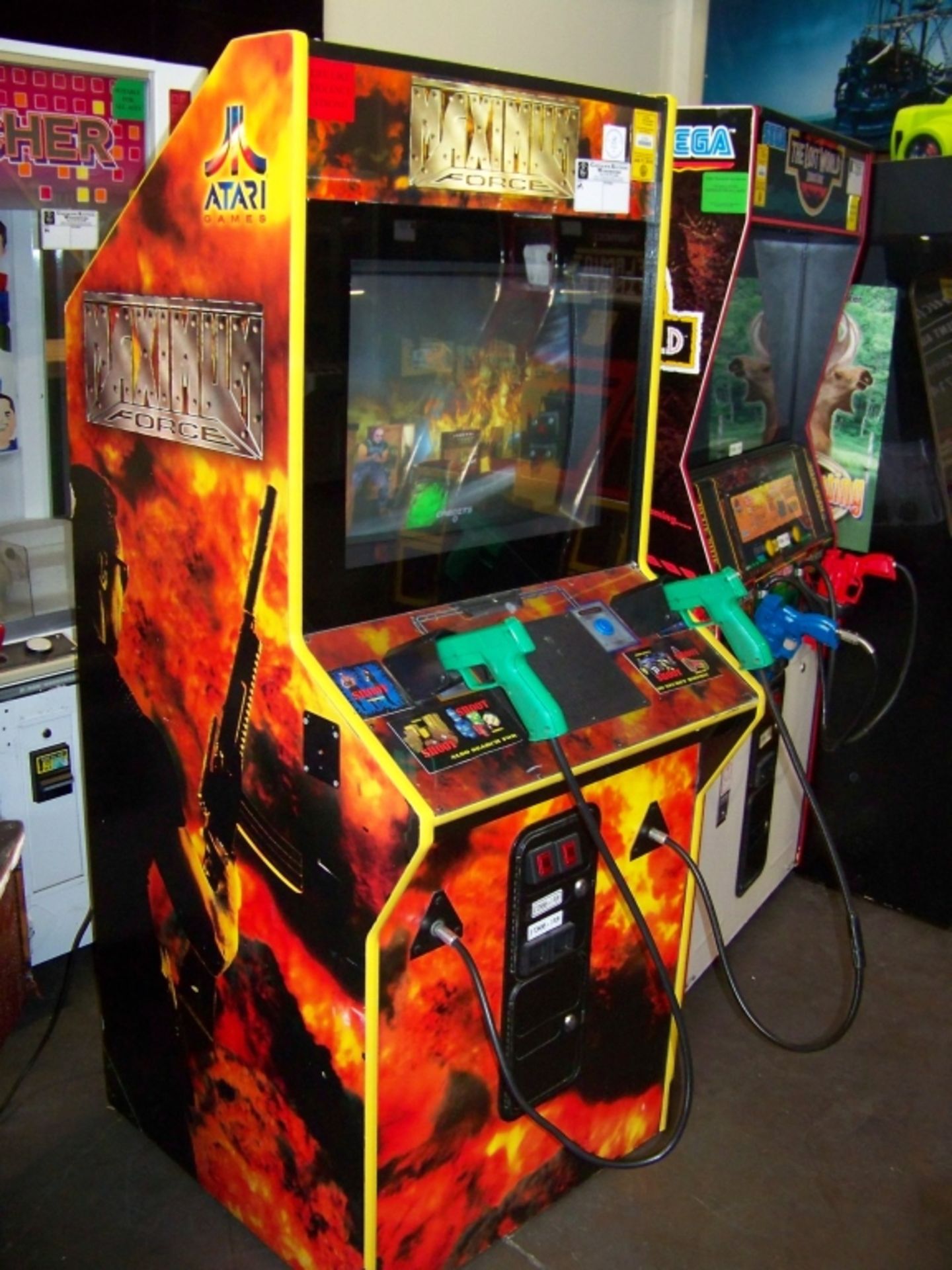 MAXIMUM FORCE DEDICATED SHOOTER ARCADE GAME M Item is in used condition. Evidence of wear and
