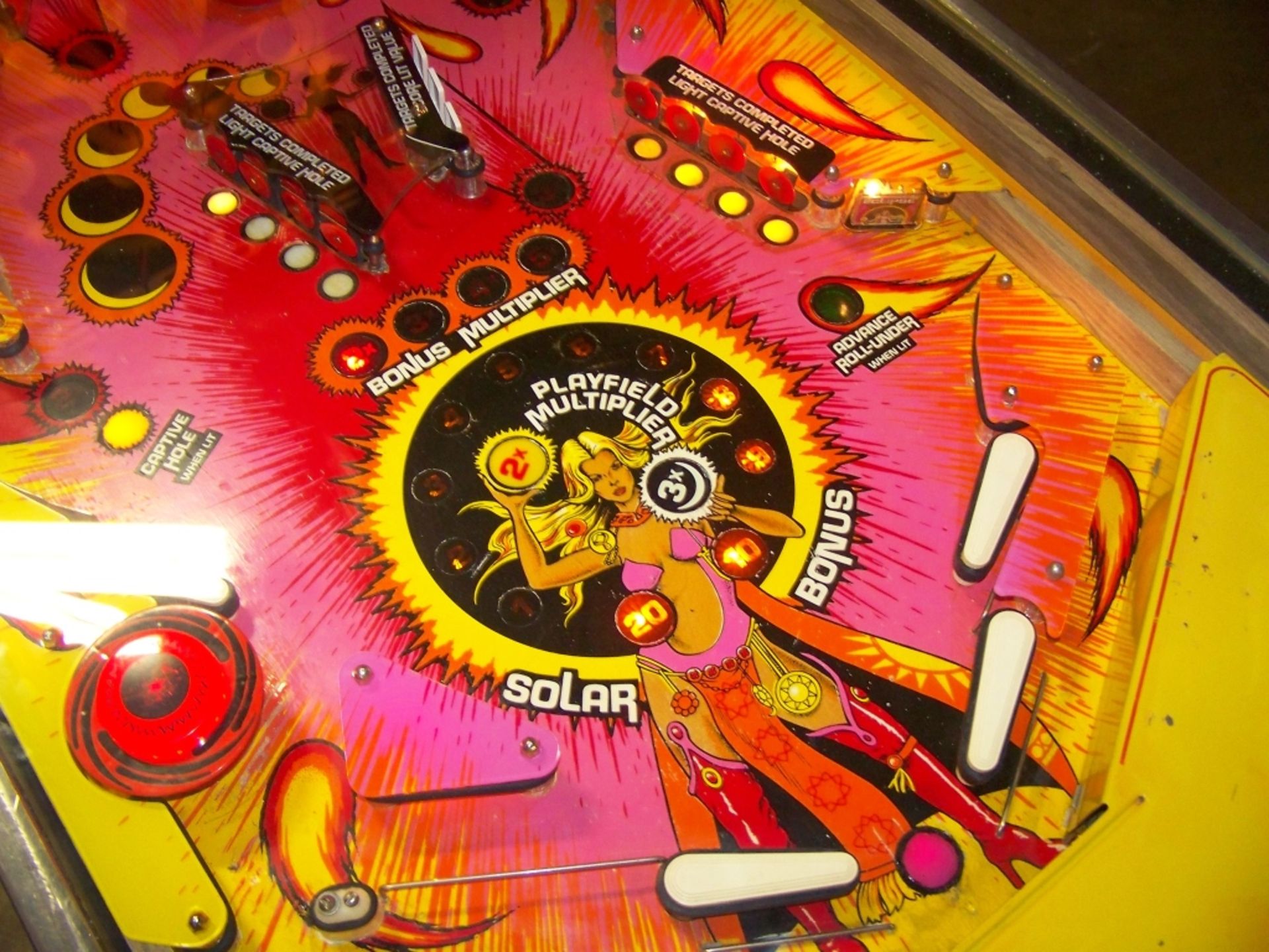 ECLIPSE PINBALL MACHINE RARE GOTTLIEB TITLE 1982 Item is in used condition. Evidence of wear and - Image 8 of 11