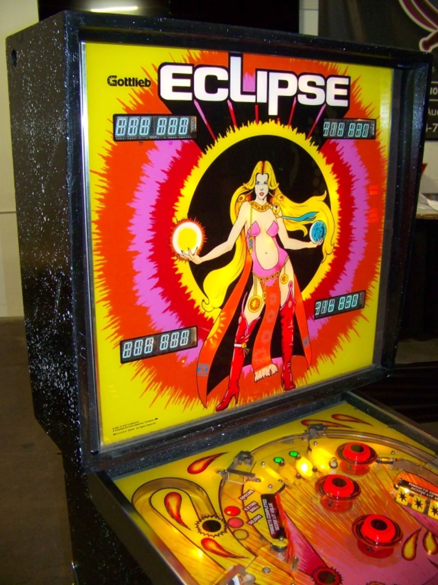 ECLIPSE PINBALL MACHINE RARE GOTTLIEB TITLE 1982 Item is in used condition. Evidence of wear and - Image 4 of 11