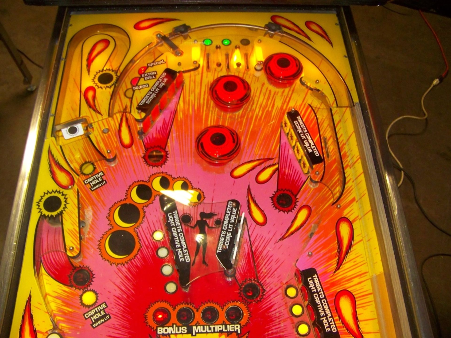 ECLIPSE PINBALL MACHINE RARE GOTTLIEB TITLE 1982 Item is in used condition. Evidence of wear and - Image 7 of 11