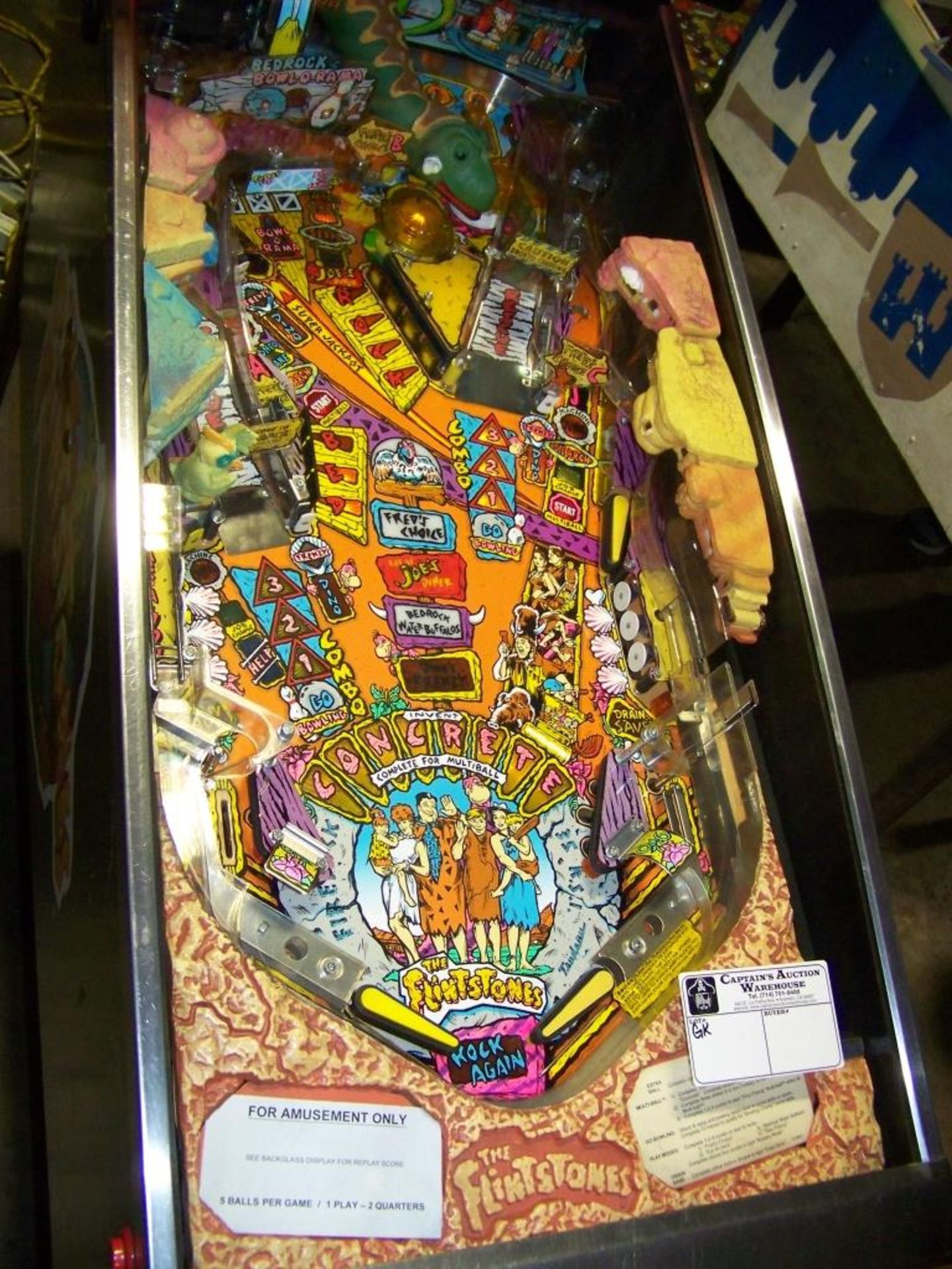 FLINSTONES THE MOVIE PINBALL MACHINE WILLIAMS 1994 Item is in used condition. Evidence of wear and - Image 9 of 11