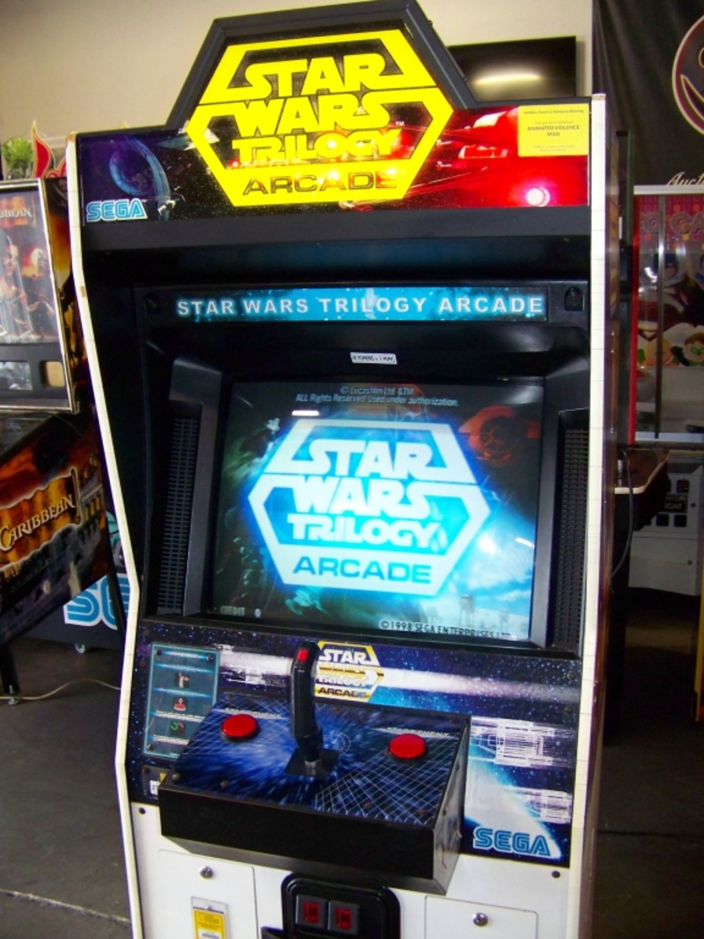 STAR WARS TRILOGY UPRIGHT ARCADE GAME SEGA Item is in used condition. Evidence of wear and - Image 3 of 5