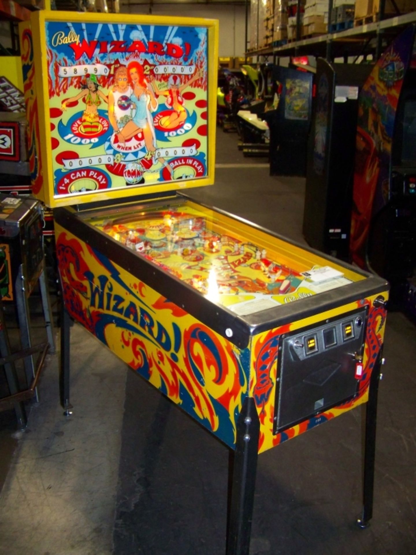 WIZARD! PINBALL MACHINE BALLY E.M. 1975 Item is in used condition. Evidence of wear and commercial