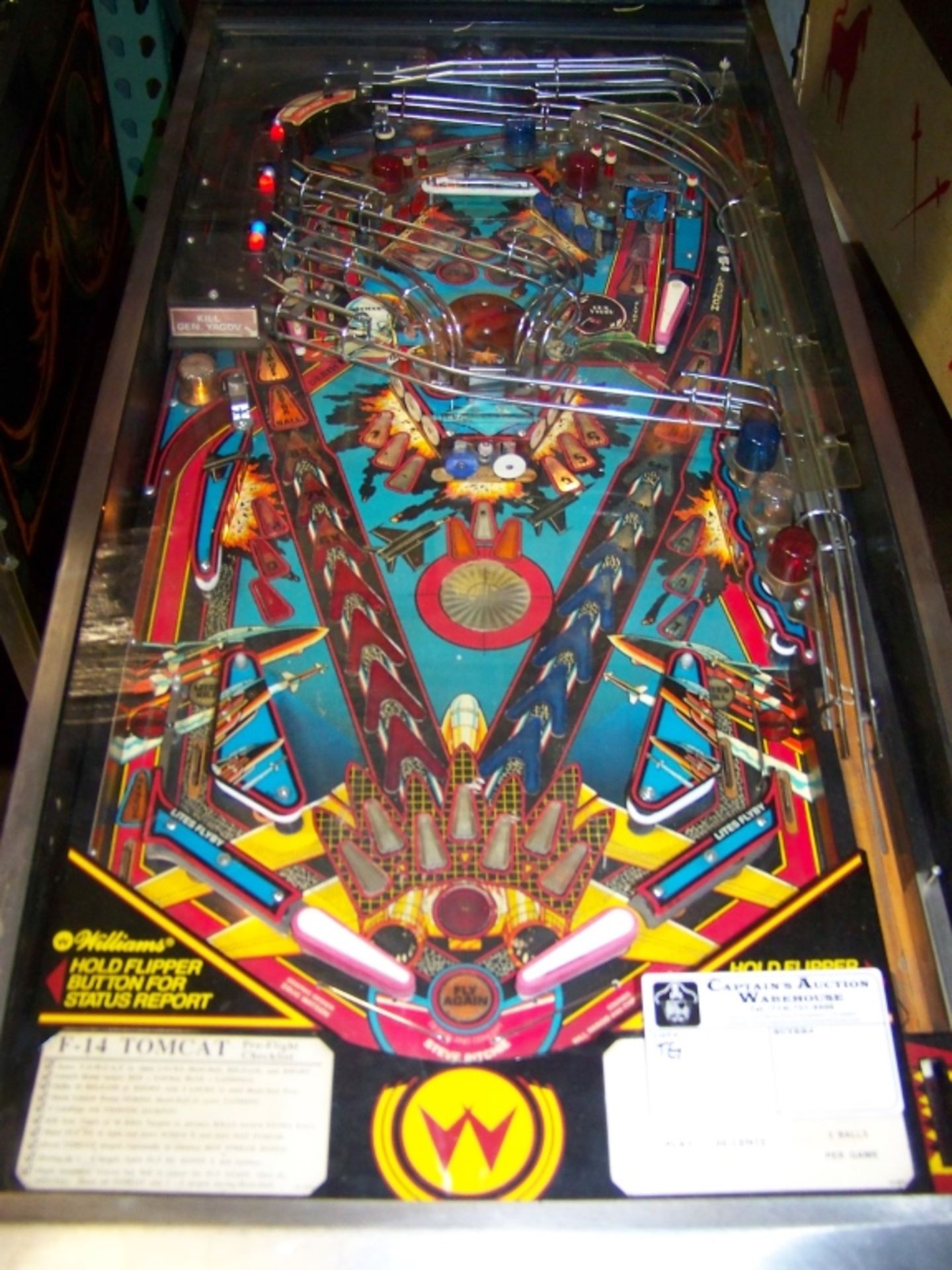 F-14 TOMCAT PINBALL MACHINE WILLIAMS 1987 Item is in used condition. Evidence of wear and commercial - Image 6 of 9