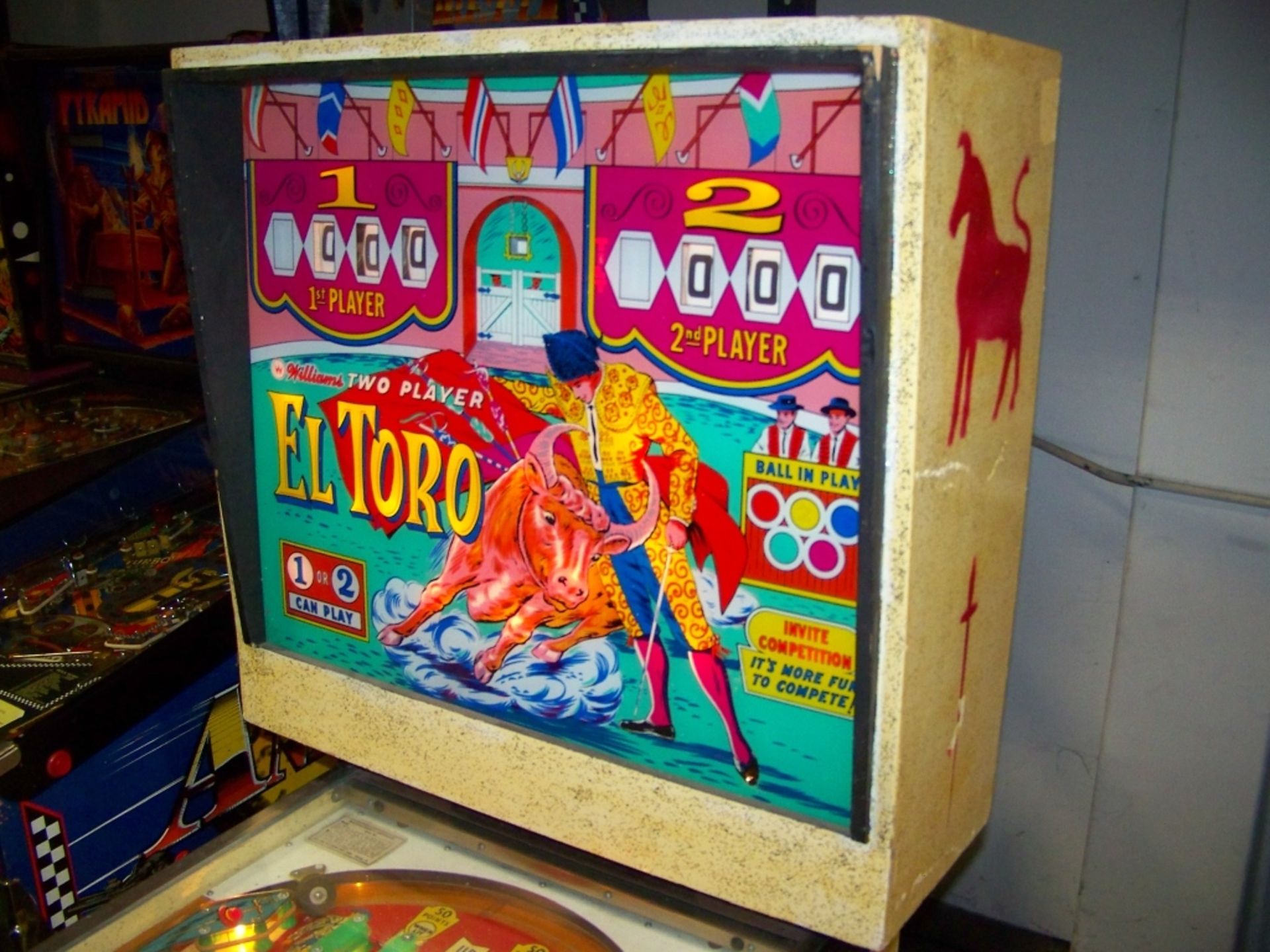 EL TORO PINBALL MACHINE WILLIAMS 1963 Item is in used condition. Evidence of wear and commercial - Image 3 of 5