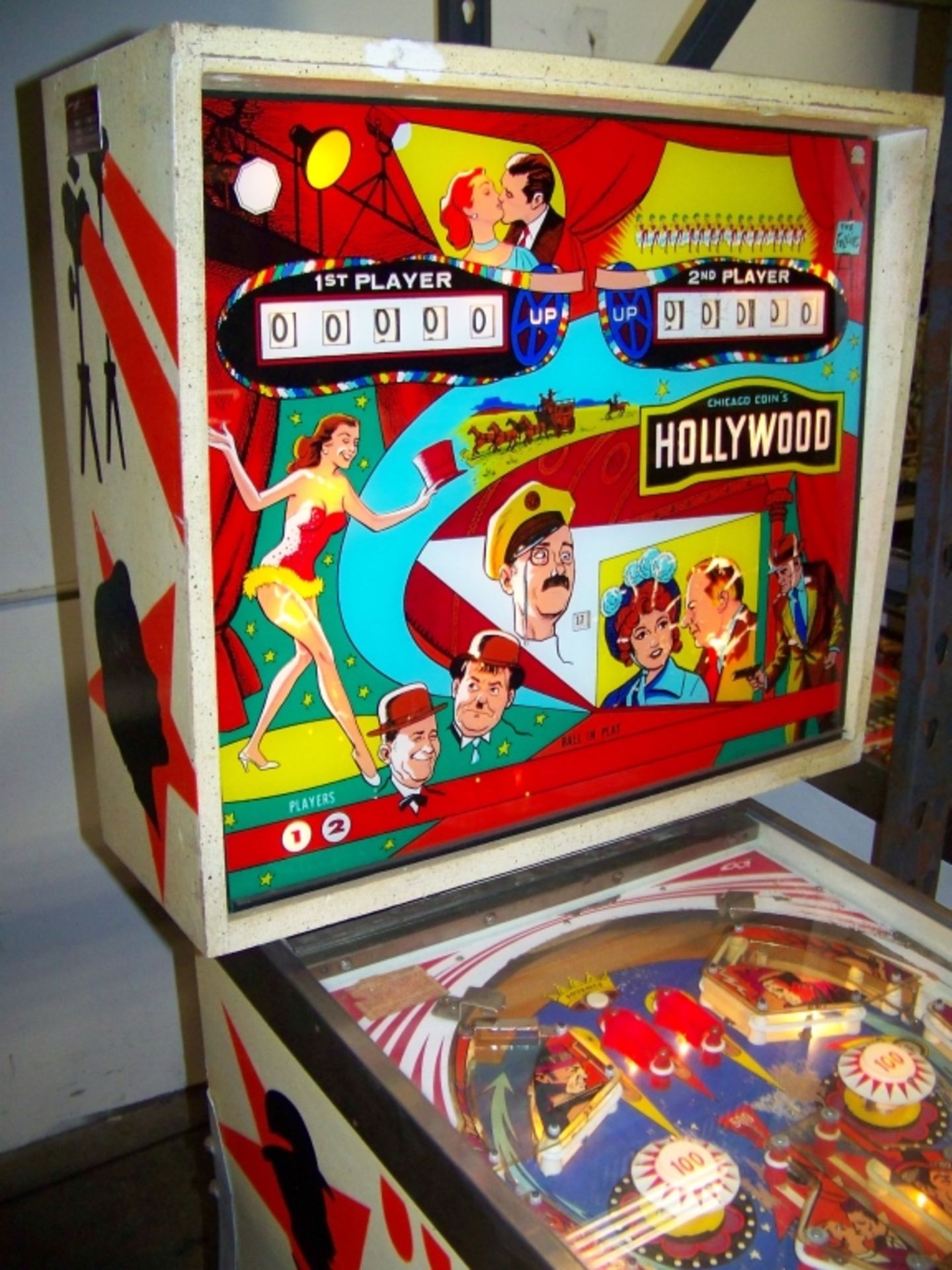 HOLLYWOOD PINBALL MACHINE CHICAGO COIN 1976 Item is in used condition. Evidence of wear and - Image 5 of 6