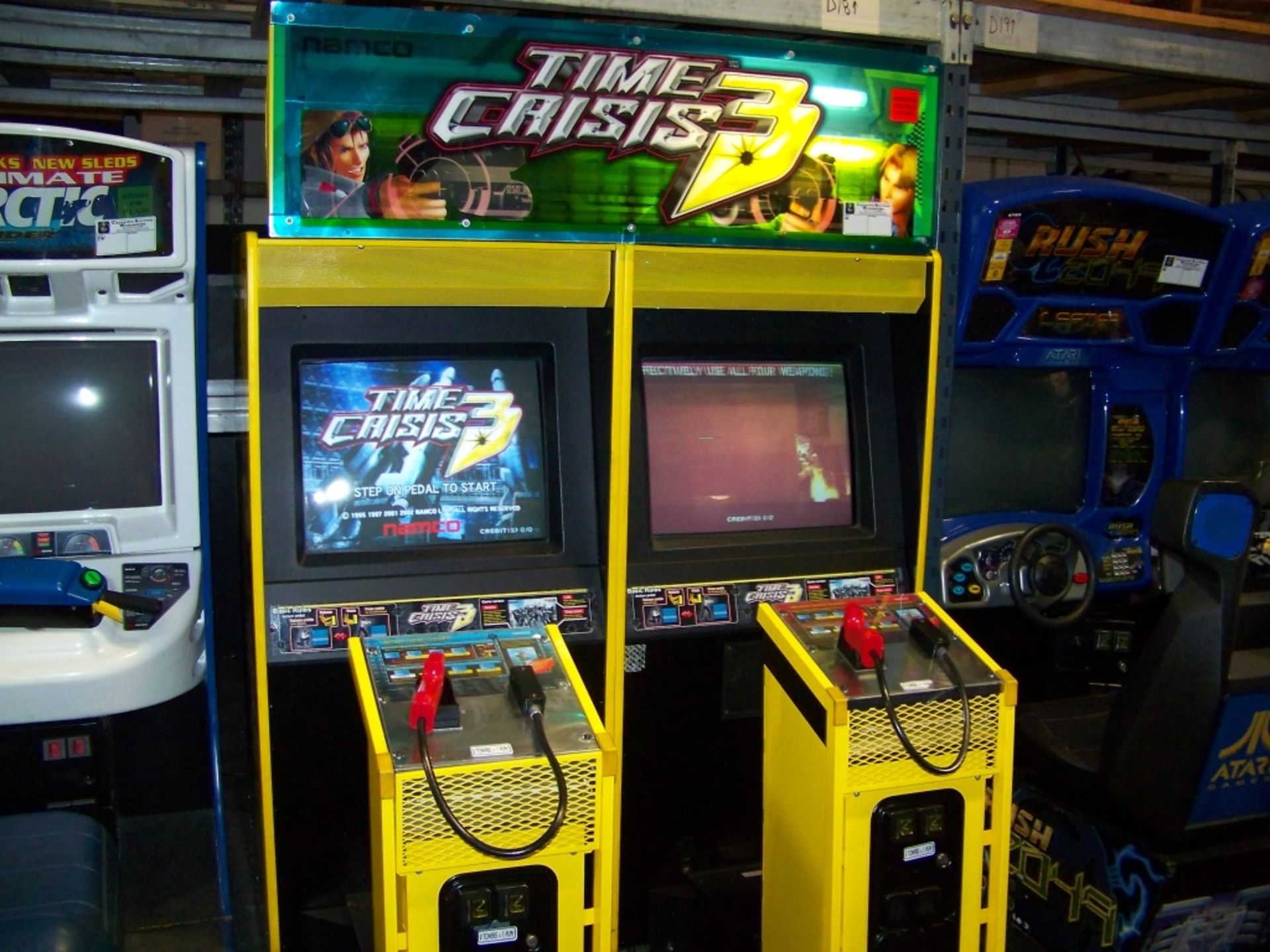 TIME CRISIS 3 TWIN SHOOTER ARCADE GAME NAMCO Item is in used condition. Evidence of wear and - Image 4 of 5