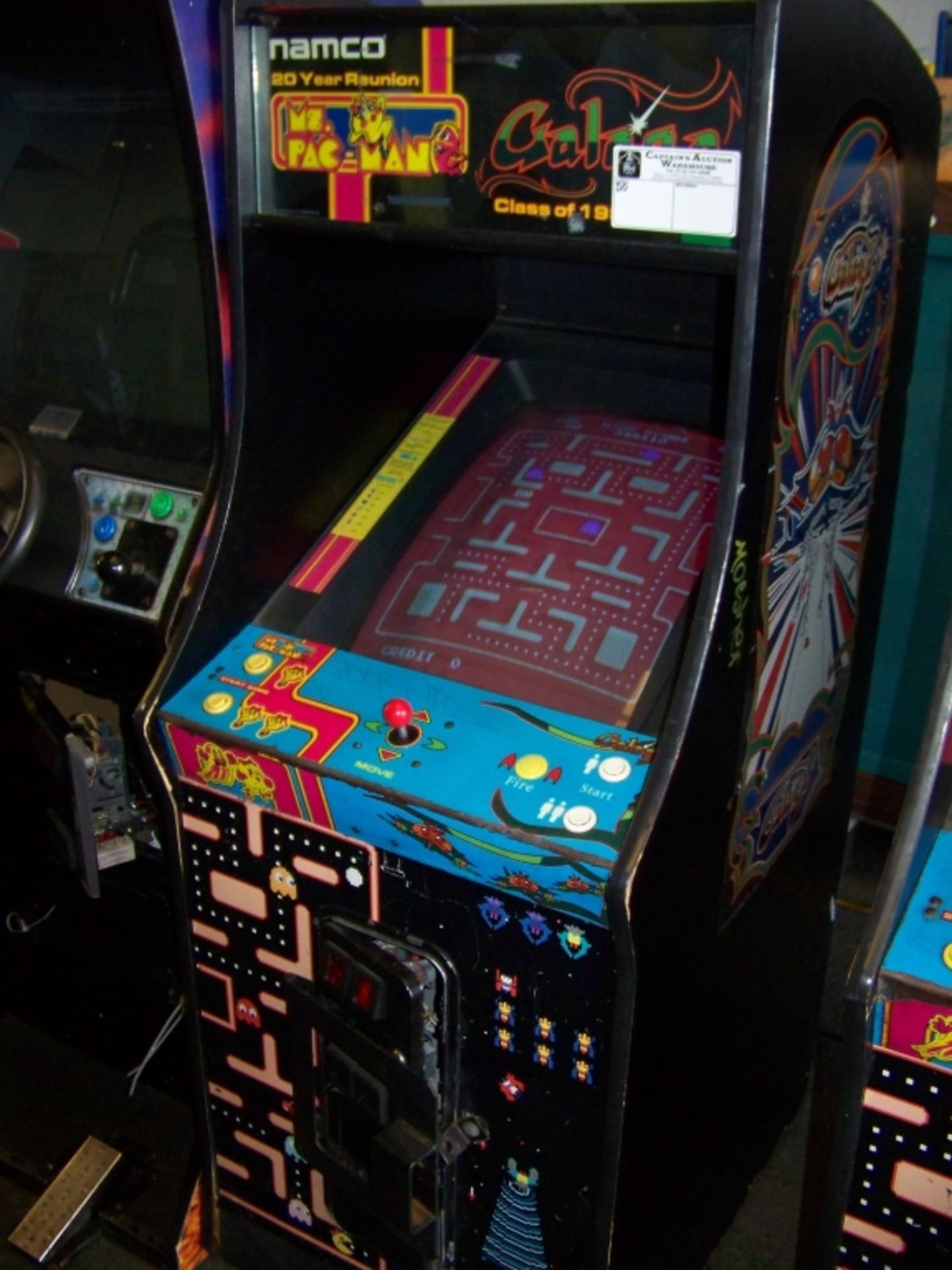 CLASS OF 1981 GALAGA MS. PACMAN ARCADE GAME NAMCO Item is in used condition. Evidence of wear and - Image 2 of 2