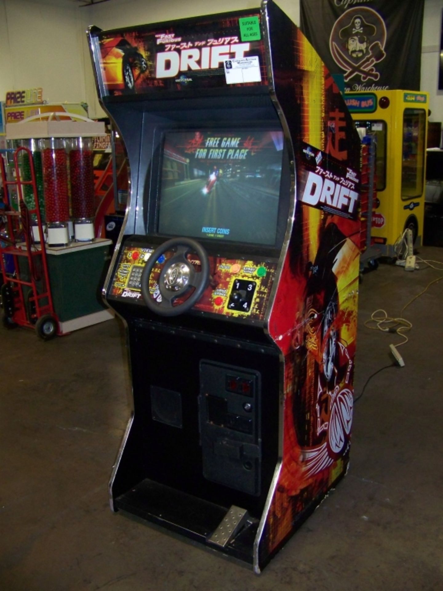 DRIFT FAST & FURIOUS UPRIGHT RACING ARCADE GAME Item is in used condition. Evidence of wear and - Image 4 of 5