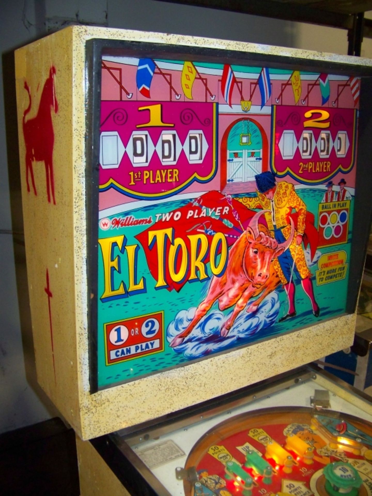 EL TORO PINBALL MACHINE WILLIAMS 1963 Item is in used condition. Evidence of wear and commercial - Image 2 of 5