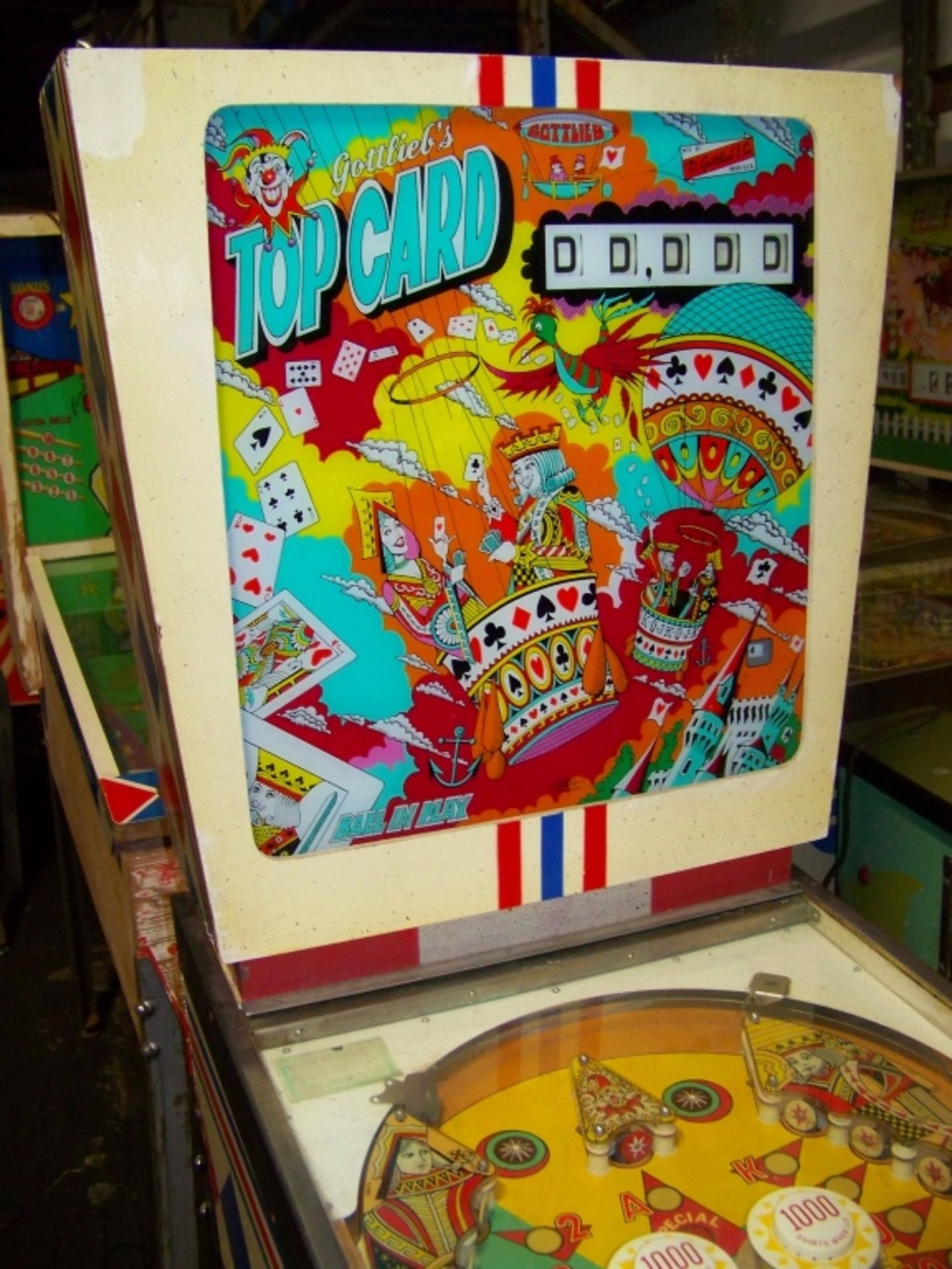 TOP CARD PINBALL MACHINE GOTTLIEB 1974 Item is in used condition. Evidence of wear and commercial