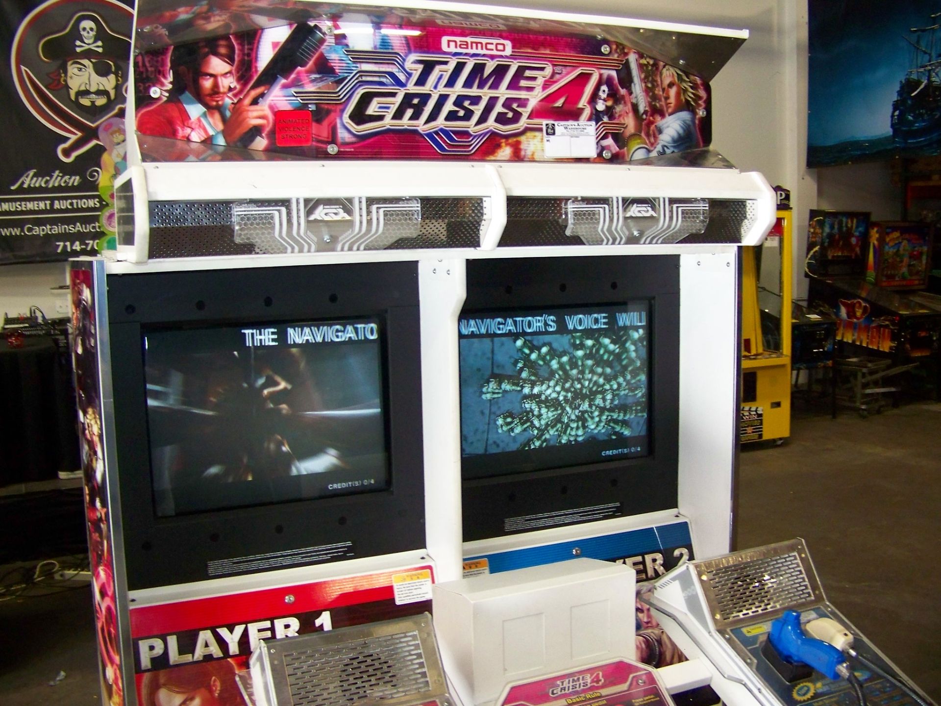 TIME CRISIS 4 TWIN SHOOTER ARCADE GAME NAMCO Item is in used condition. Evidence of wear and - Image 4 of 8